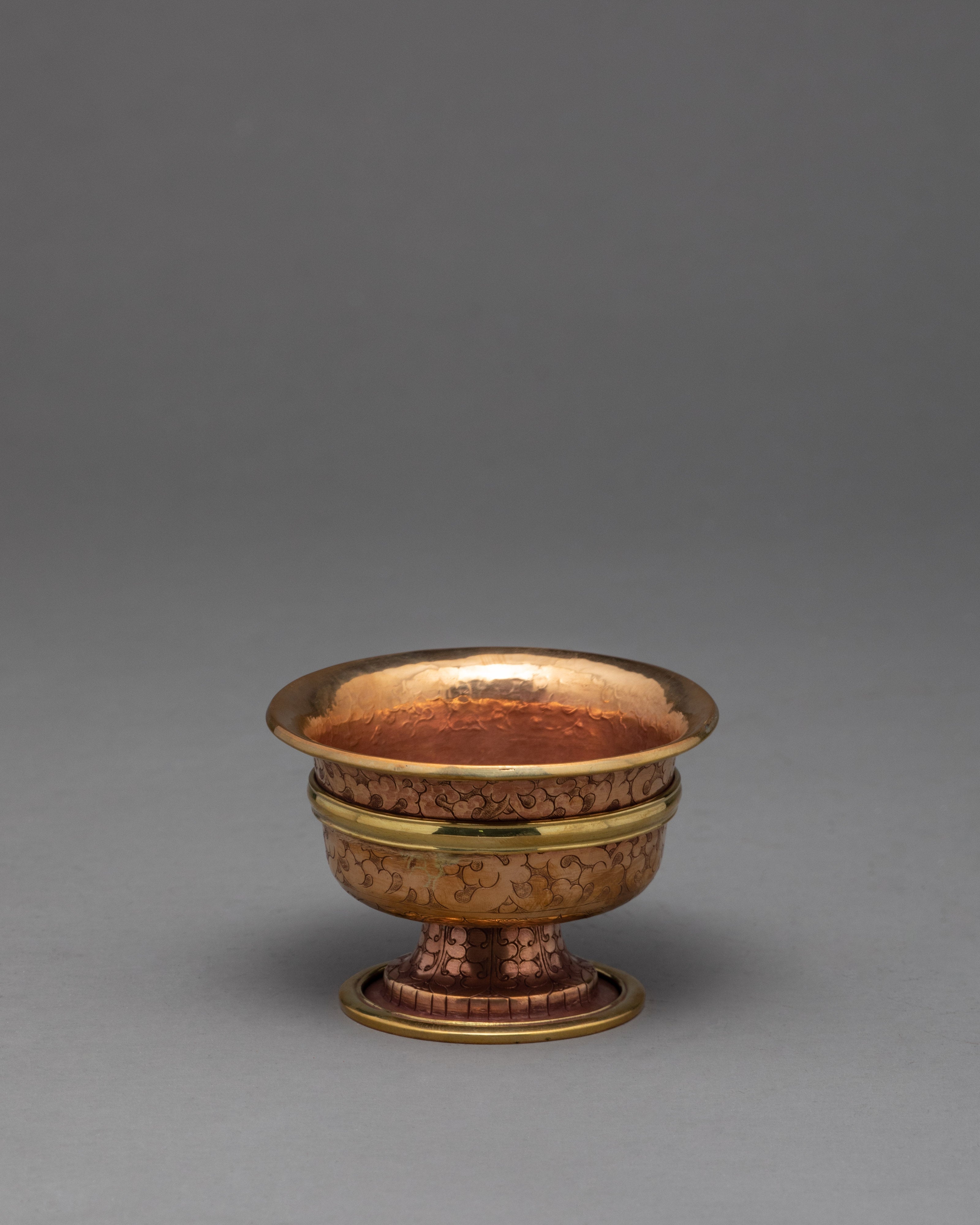 High Quality Brass Water Offering Bowls | Handcarved Tibetan Yonchap