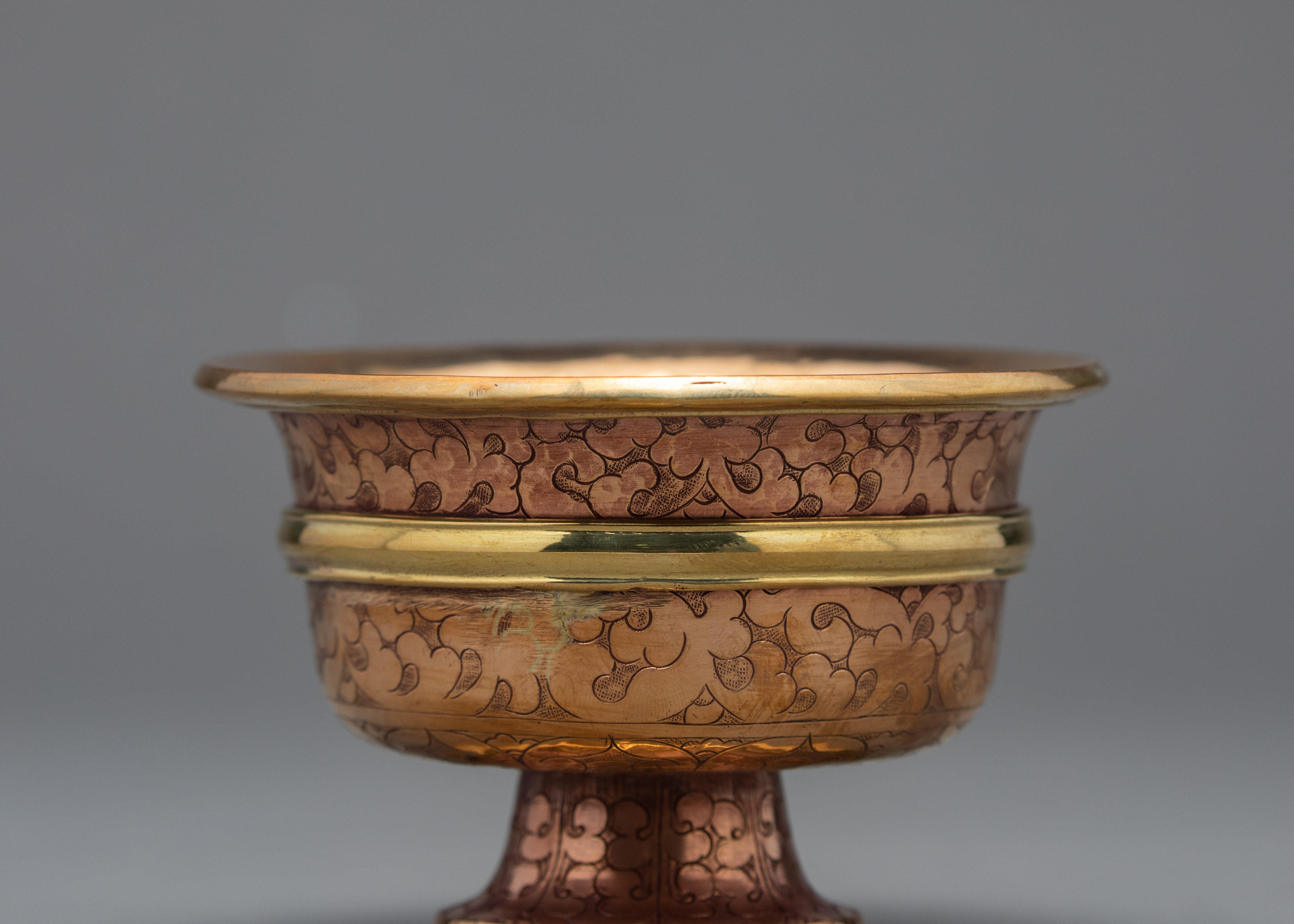 High Quality Brass Water Offering Bowls | Handcarved Tibetan Yonchap