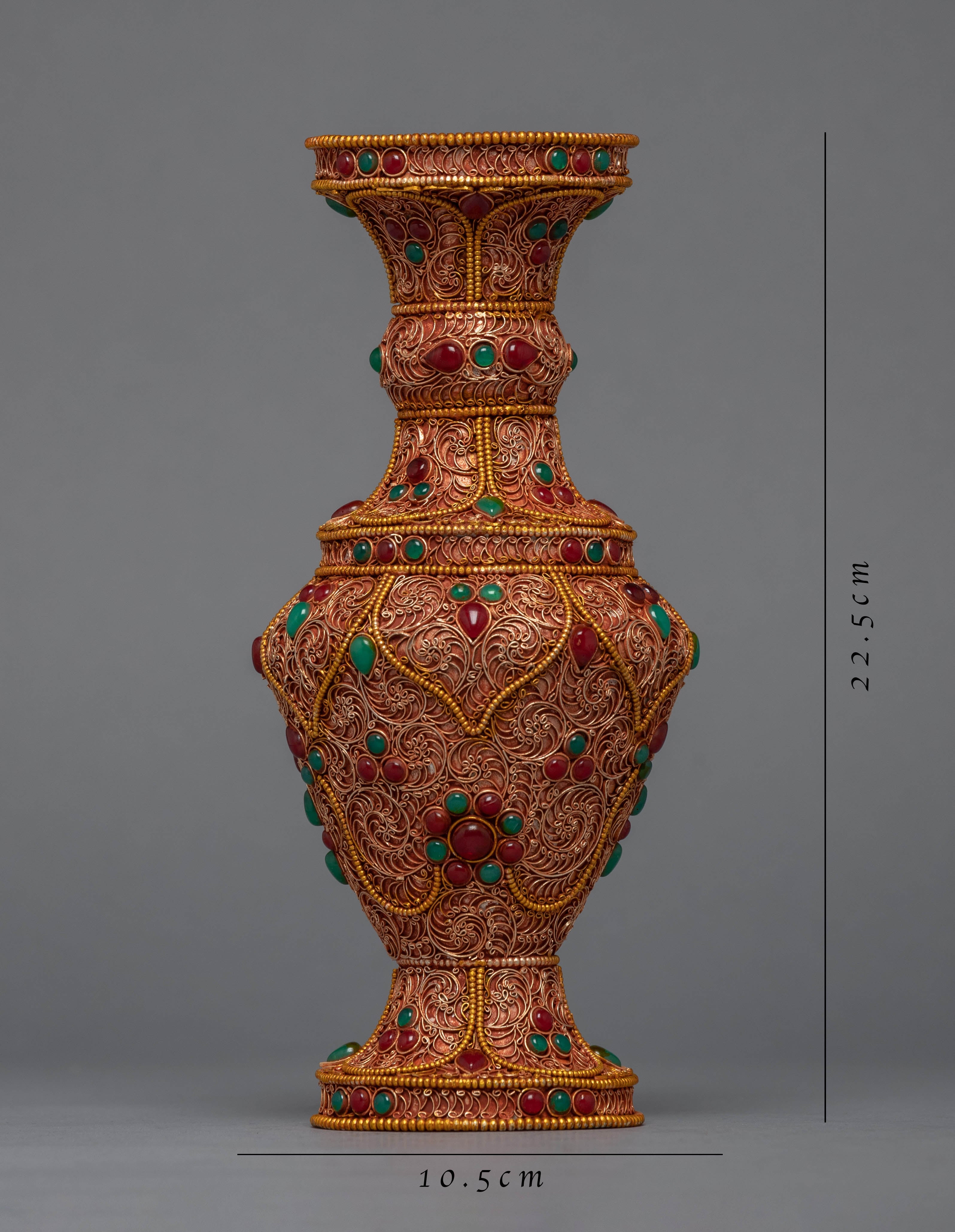 Crystal Inlay Tibetan Silver Gem Crock Pot | Traditional Home Decor
