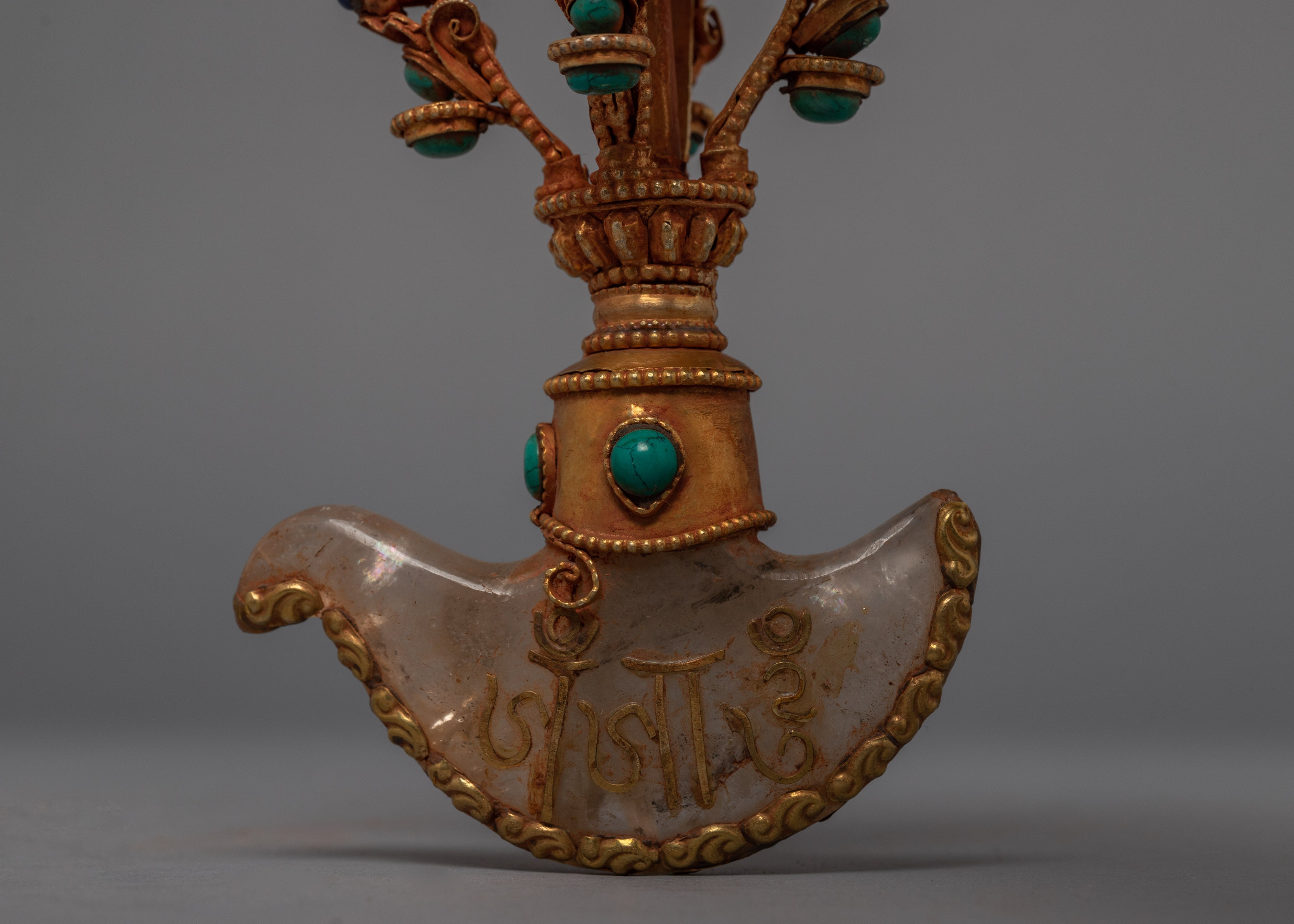 Ritual Flaying Knife | 24K Gold Plated Vajra with Kartika Knife | Ritual Objects