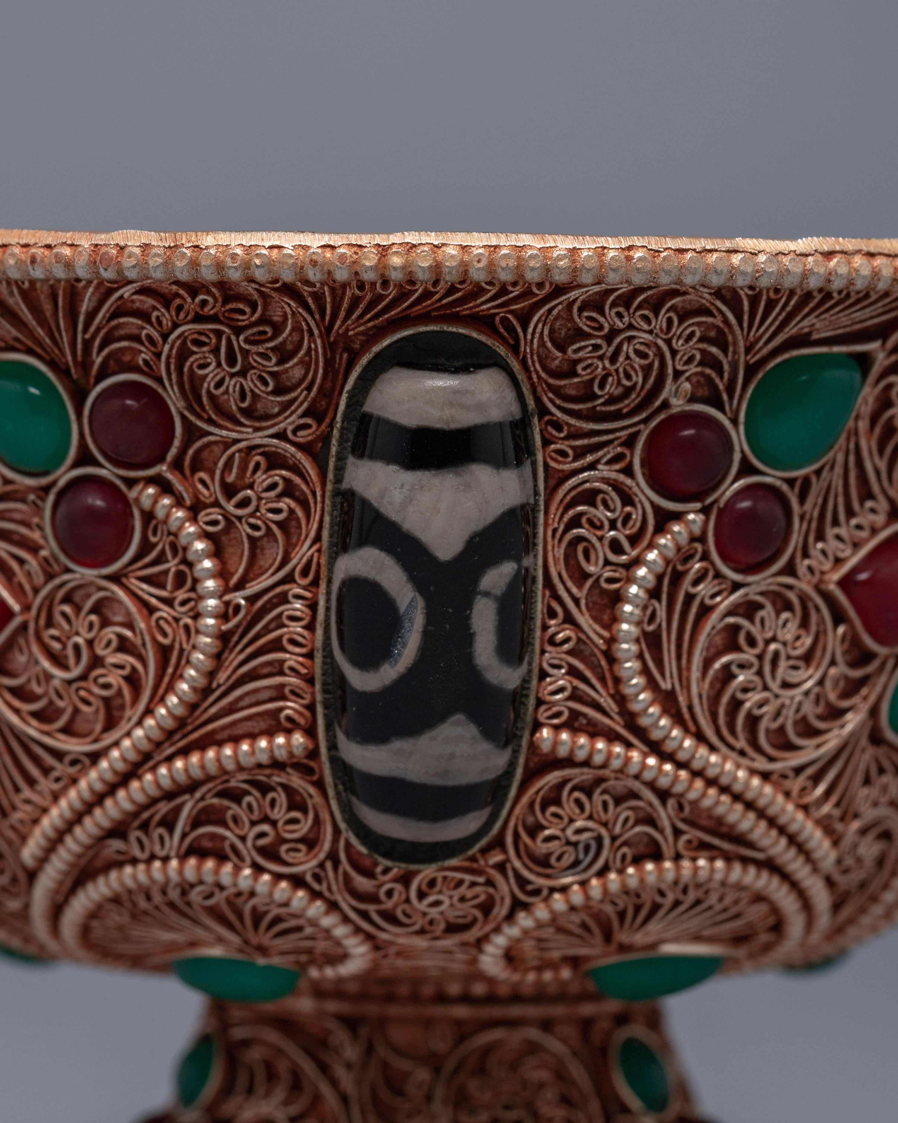 Buddhist Offering Bowls | Gold Plated Bowl With Gemstones Embed