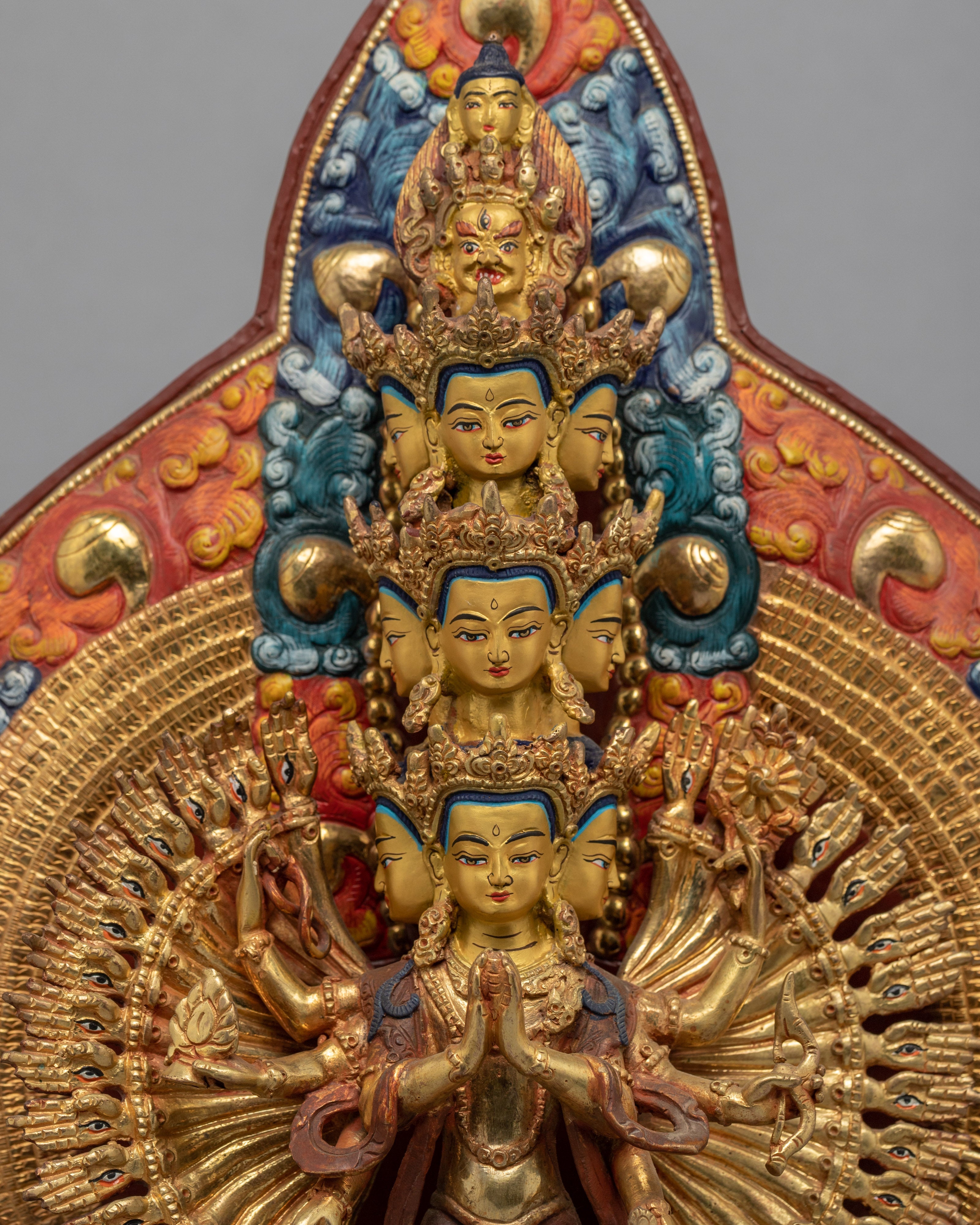 1000 Armed Chengrezig Statue | 24K Gold Plated Sculpture