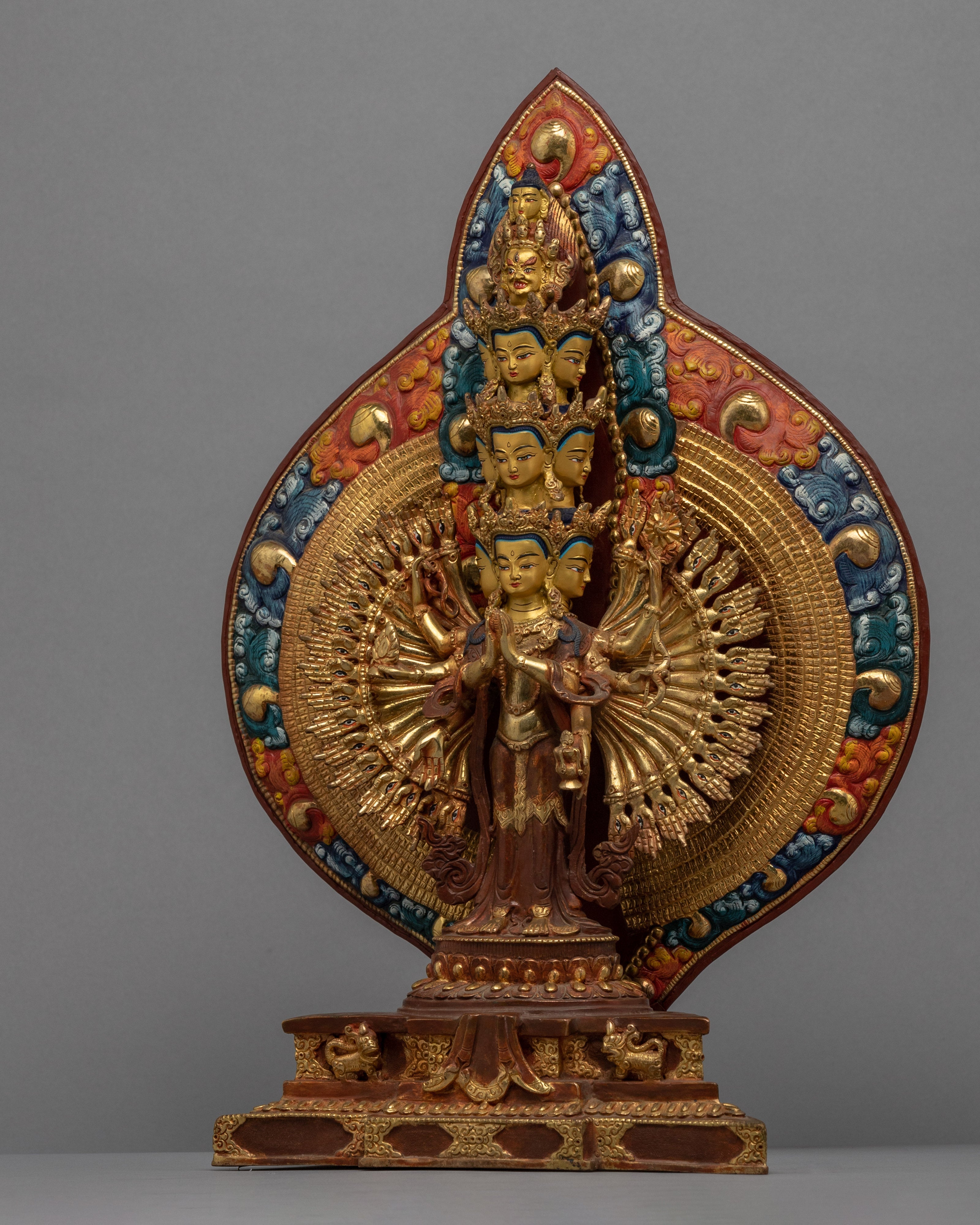 1000 Armed Chengrezig Statue | 24K Gold Plated Sculpture