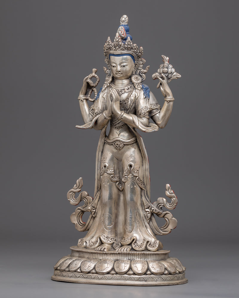 Standing Chenrezig Meditation Practice Statue | Bodhisattva Avalokiteshvara Handicraft