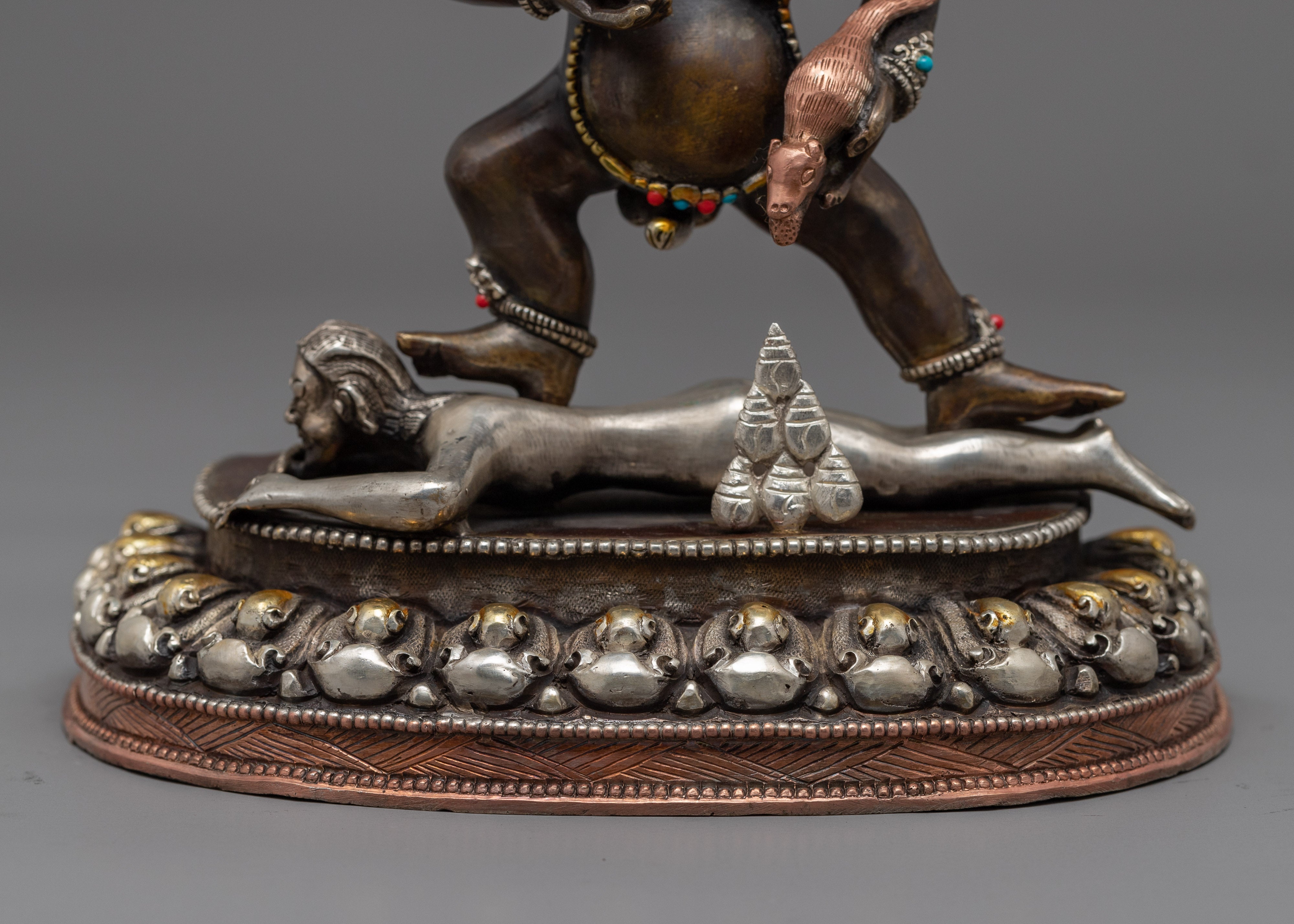 Oxidized Copper Black Dzambhala Statue | Wrathful Deity of Wealth Art