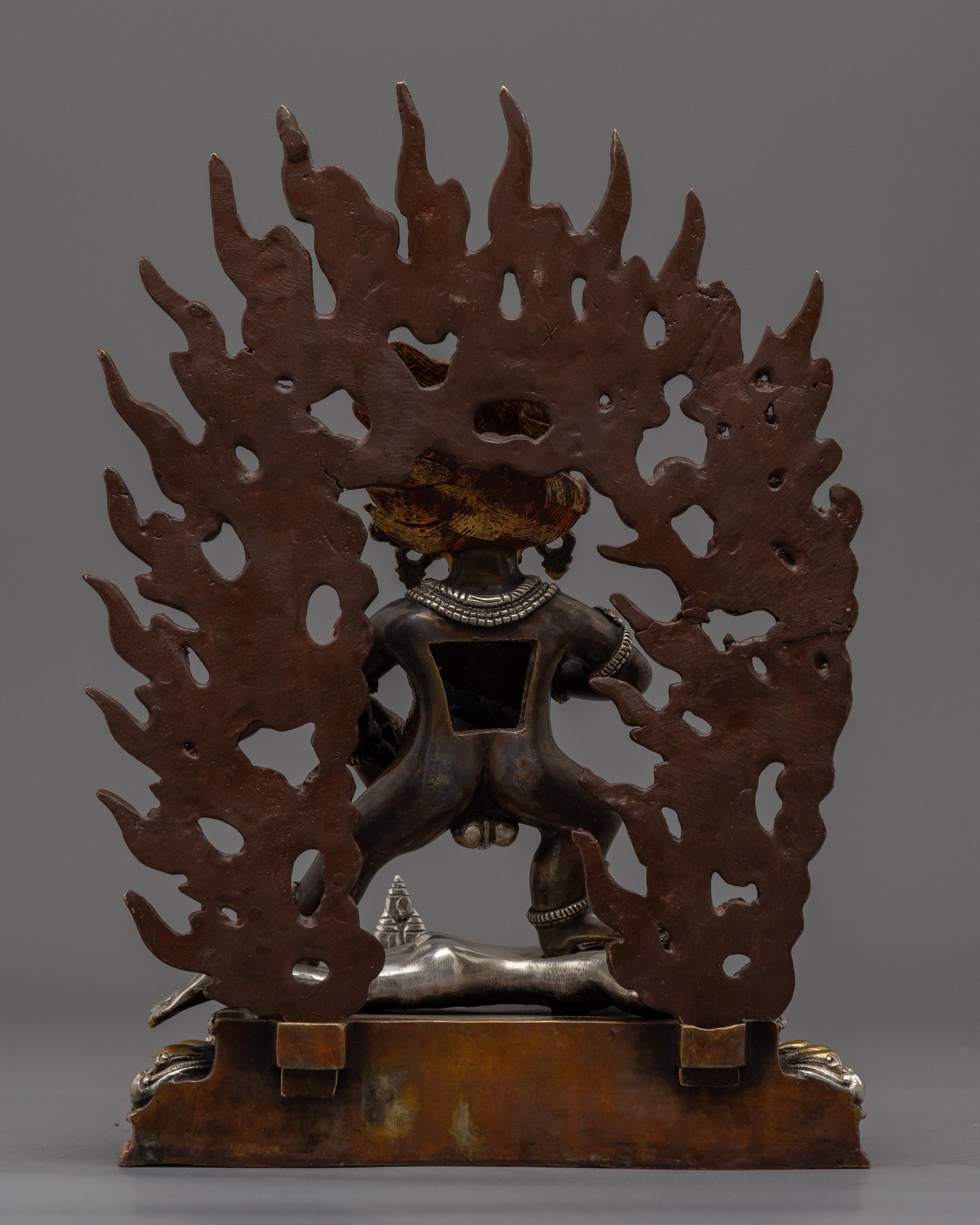 Oxidized Copper Black Dzambhala Statue | Wrathful Deity of Wealth Art