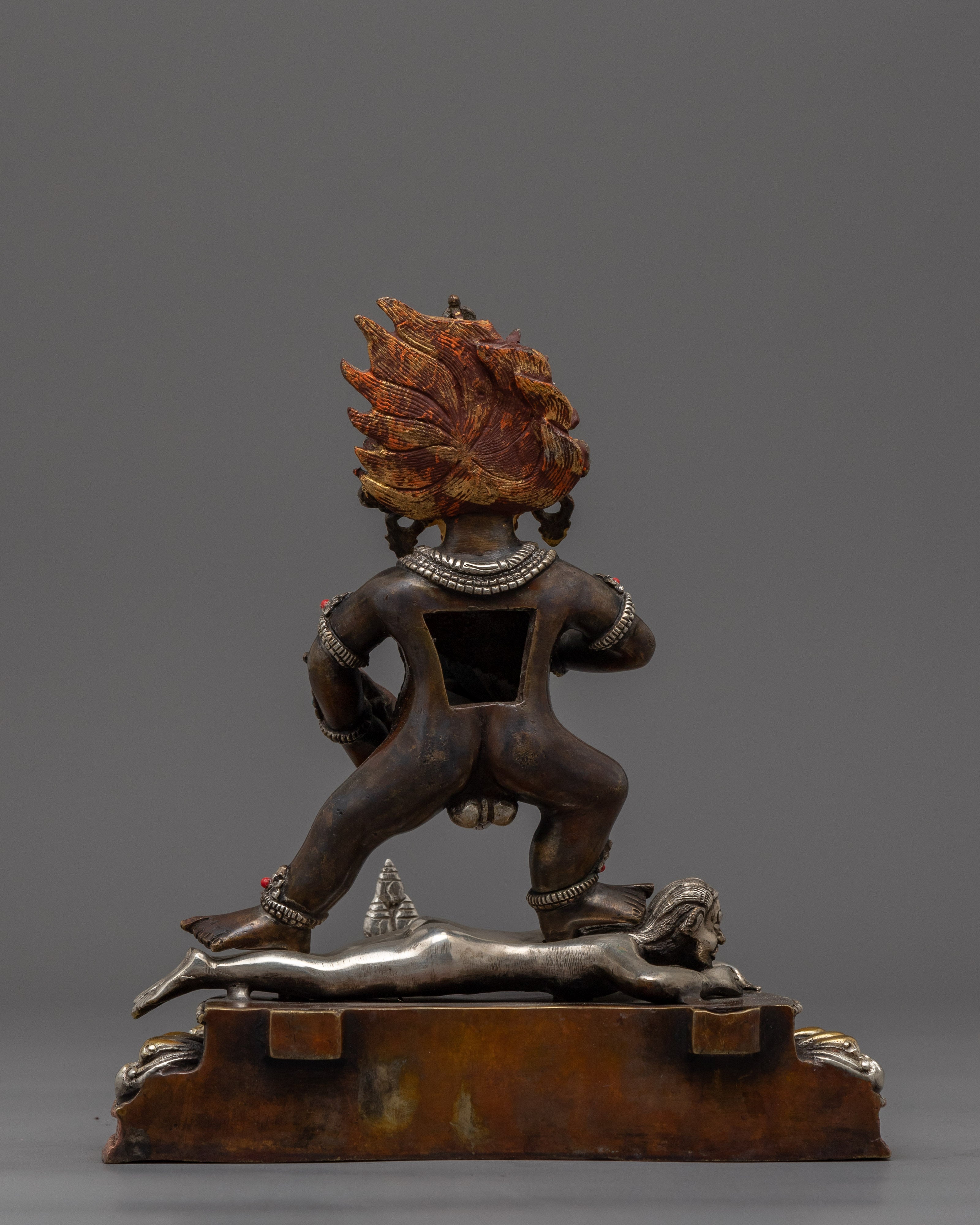 Oxidized Copper Black Dzambhala Statue | Wrathful Deity of Wealth Art