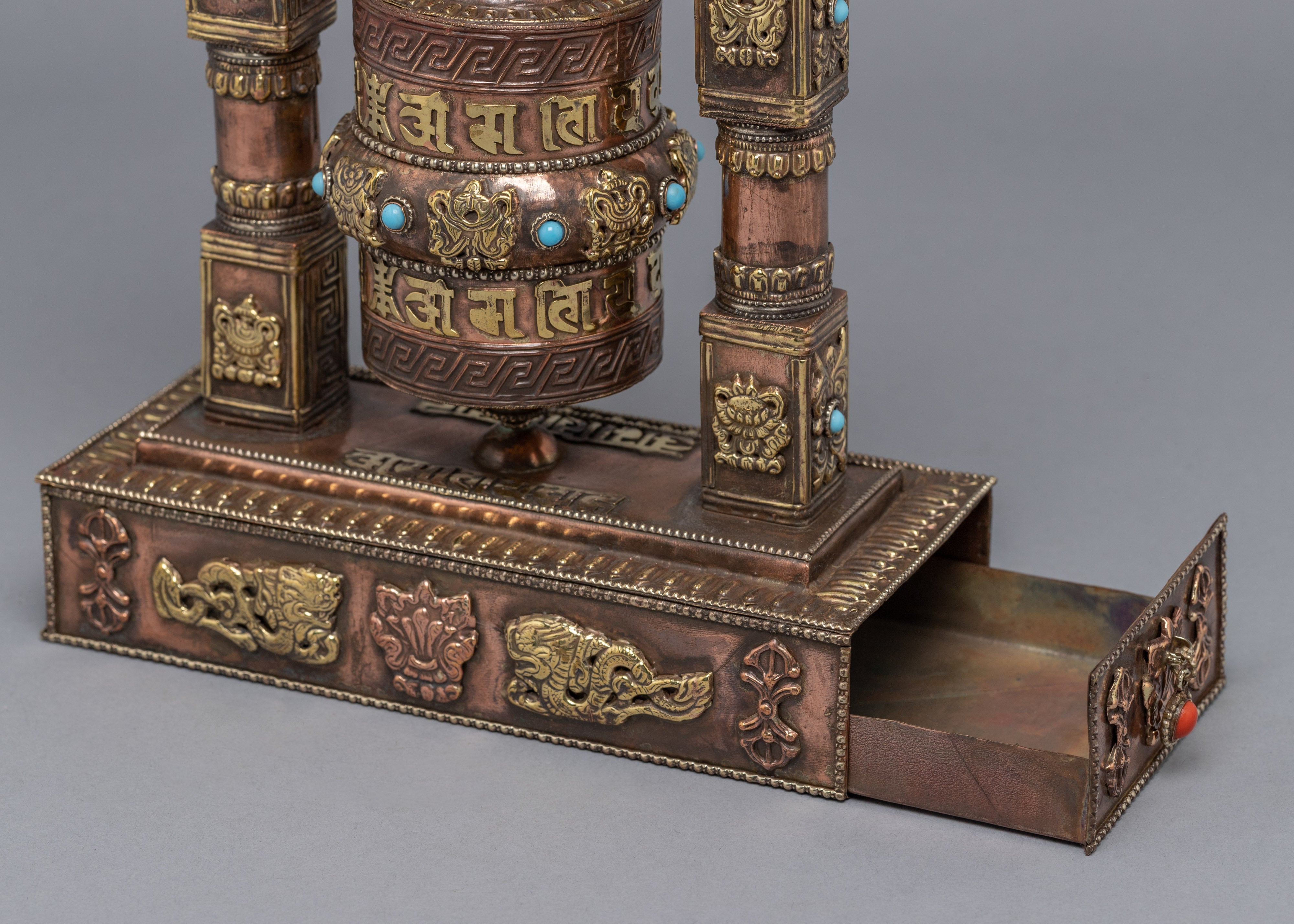 Zen Incense Burner with Prayer Wheel | Handmade Burner For Meditation