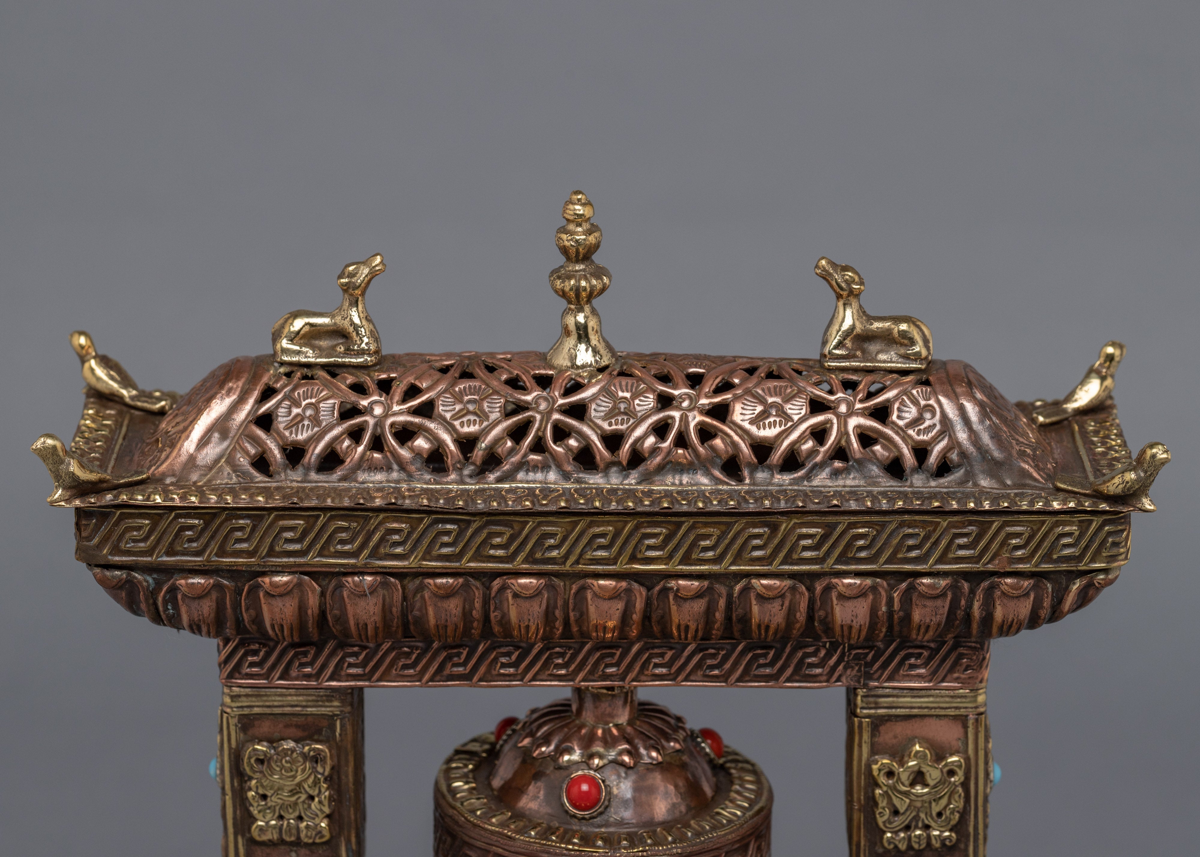 Zen Incense Burner with Prayer Wheel | Handmade Burner For Meditation