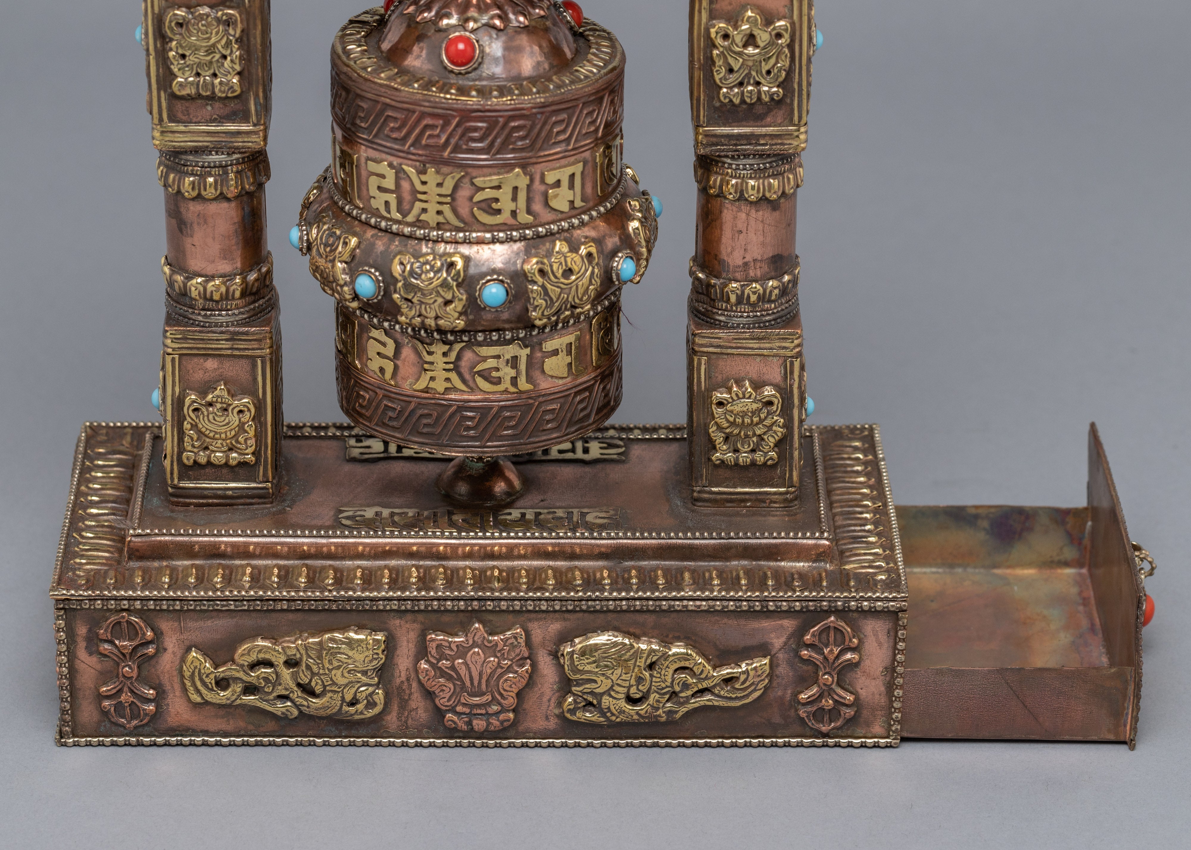 Zen Incense Burner with Prayer Wheel | Handmade Burner For Meditation