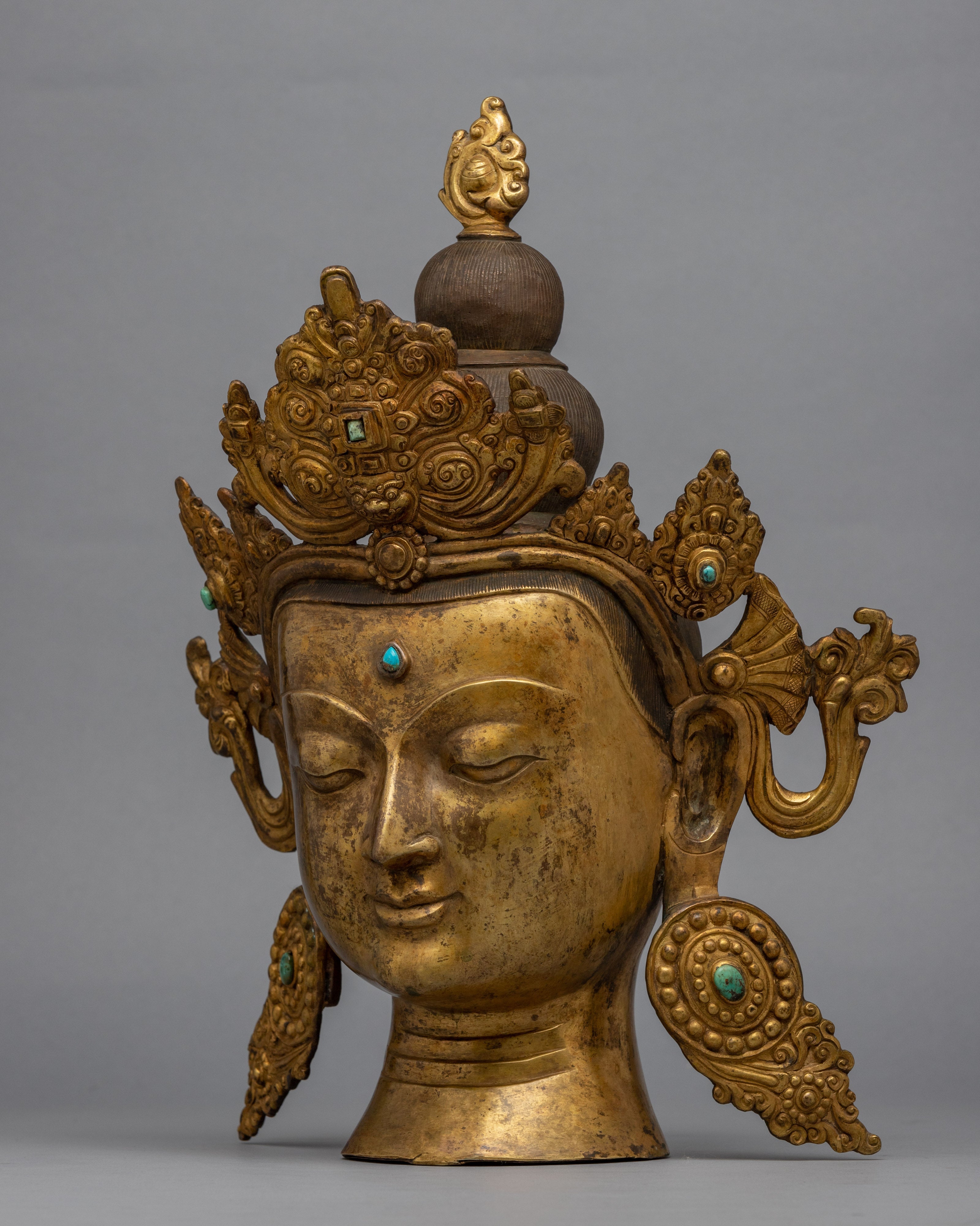 Large Buddha Head | 24K Gold Plating with Antique Finishing