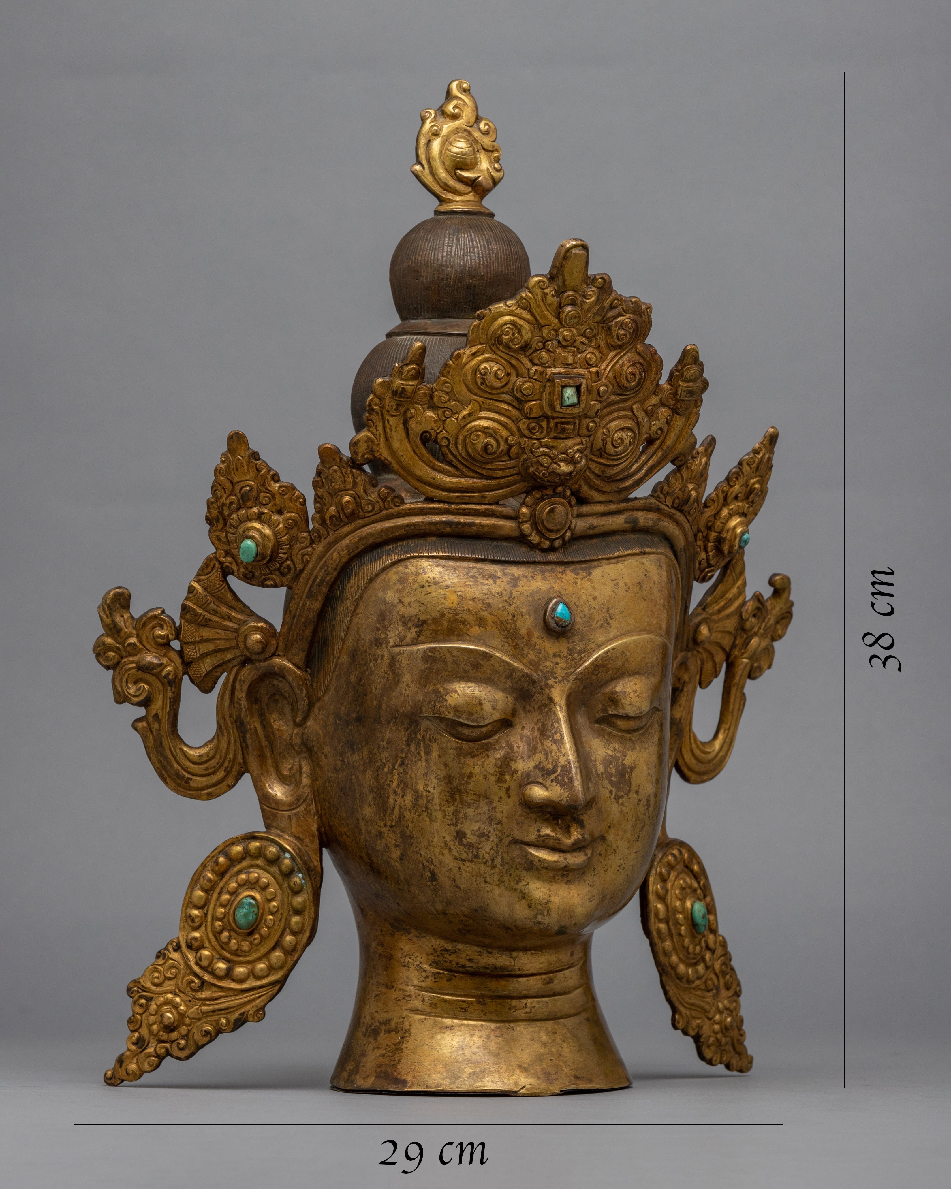 Large Buddha Head | 24K Gold Plating with Antique Finishing