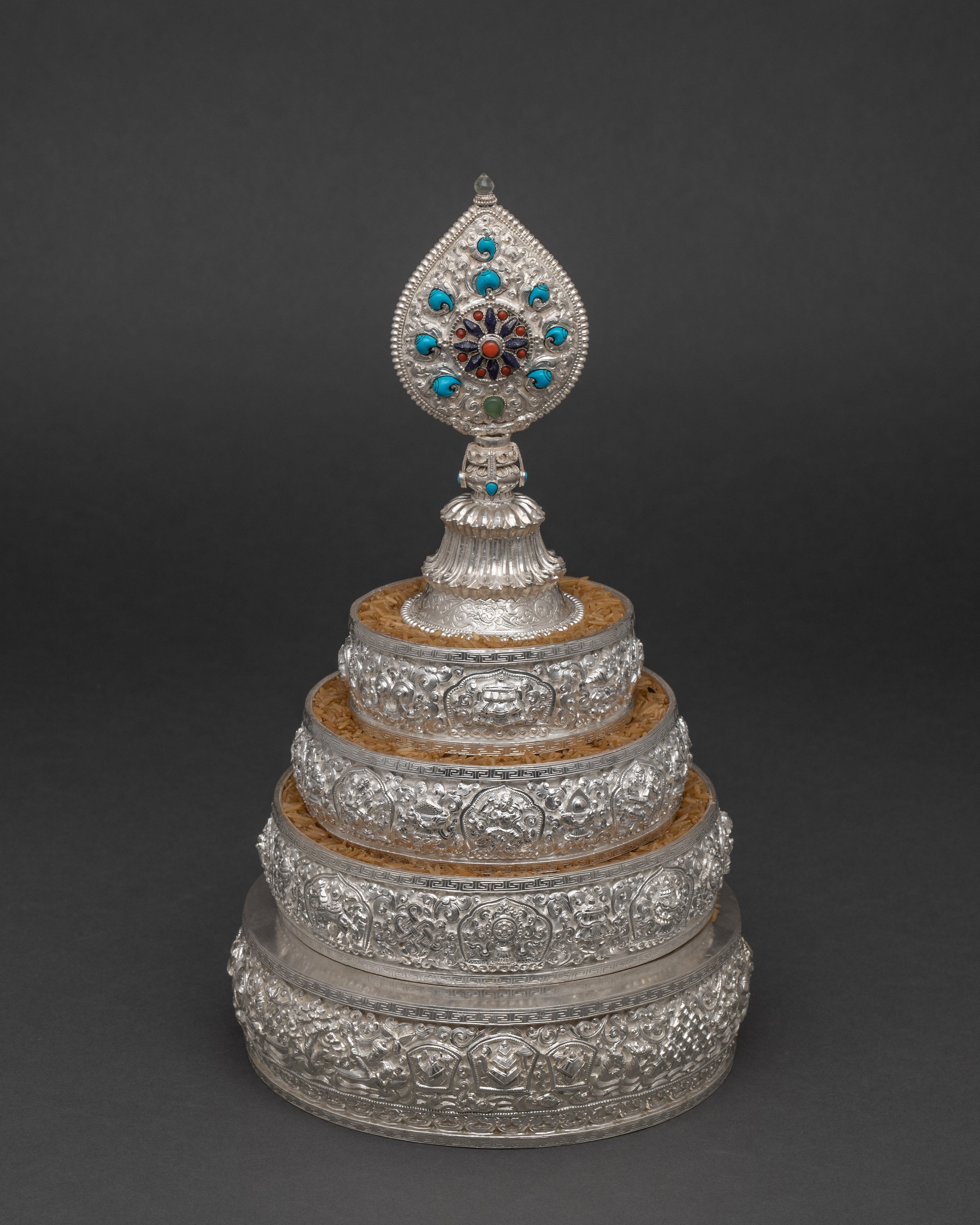 Silver Mandala | Traditional Rice-offering Set