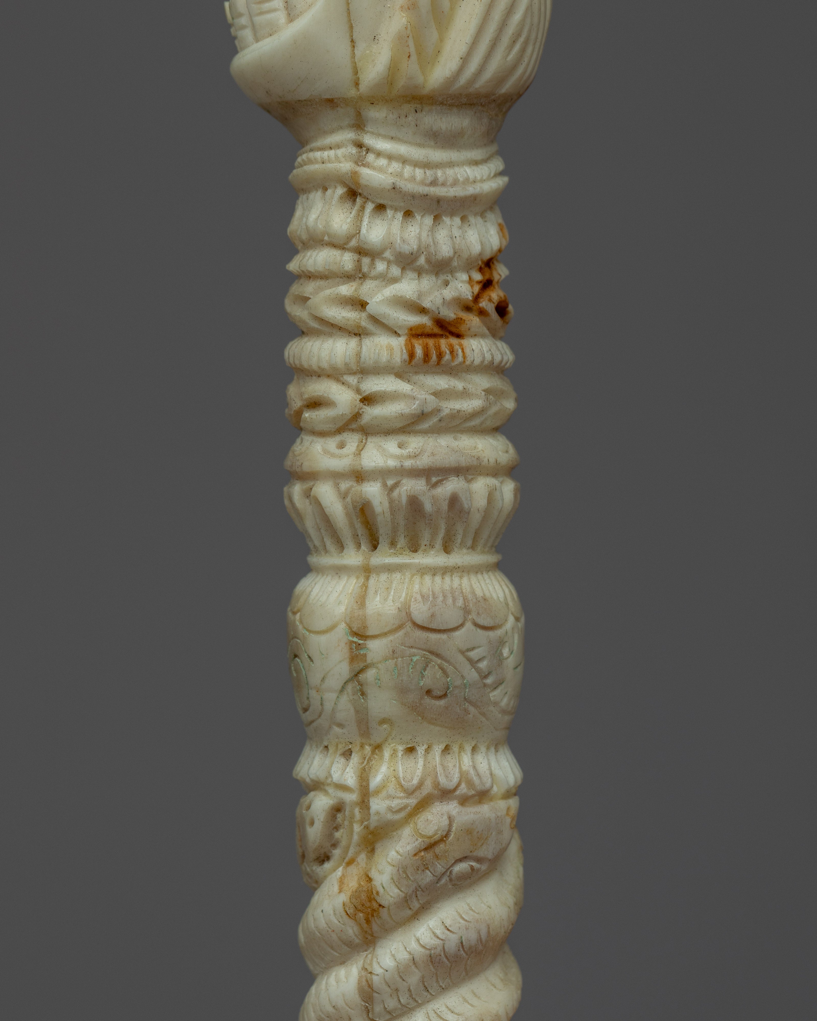 Snake Wine Skull Headed Tibetan Phurba | Traditionally Hand-Carved On Buffalo Bone