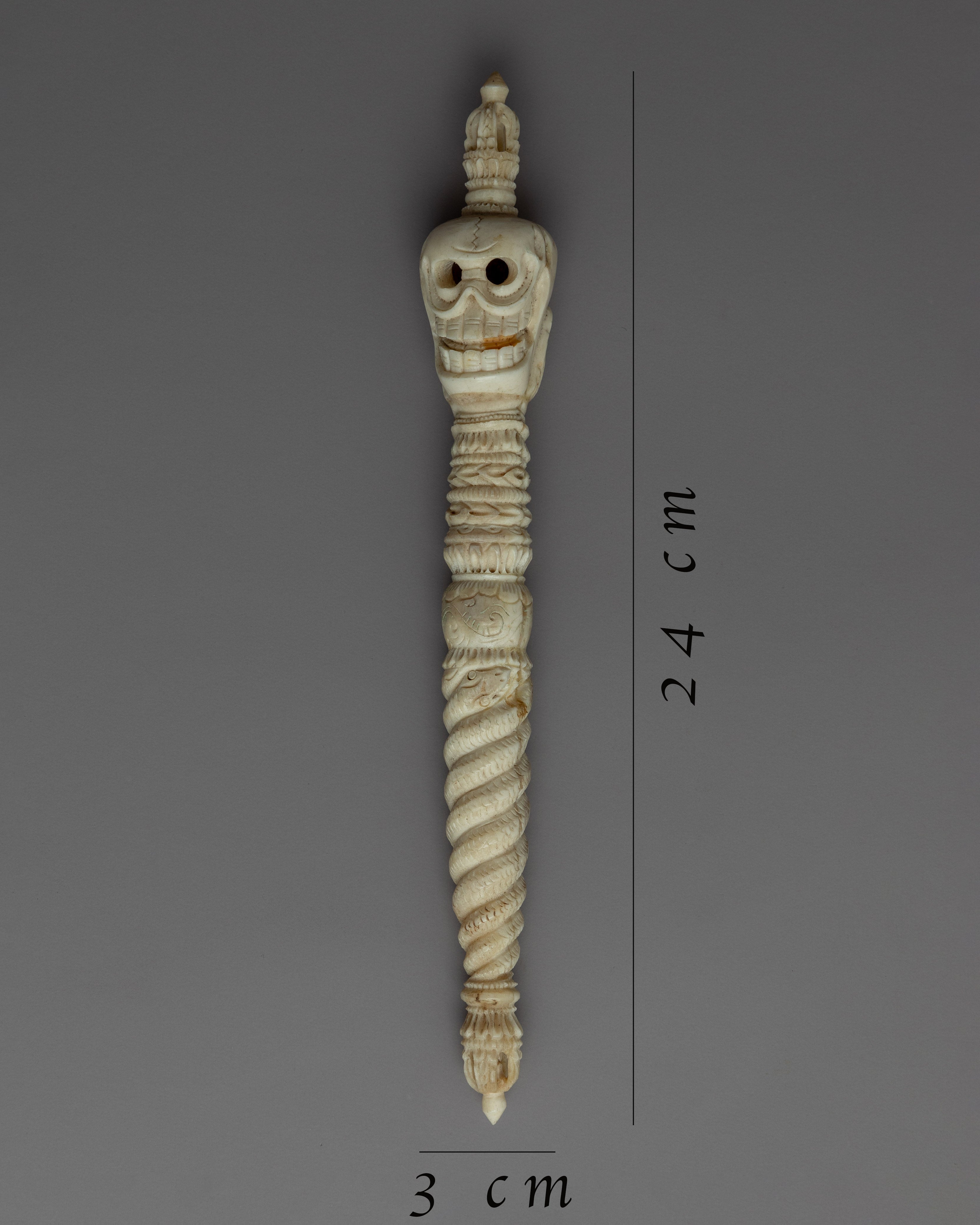Snake Wine Skull Headed Tibetan Phurba | Traditionally Hand-Carved On Buffalo Bone