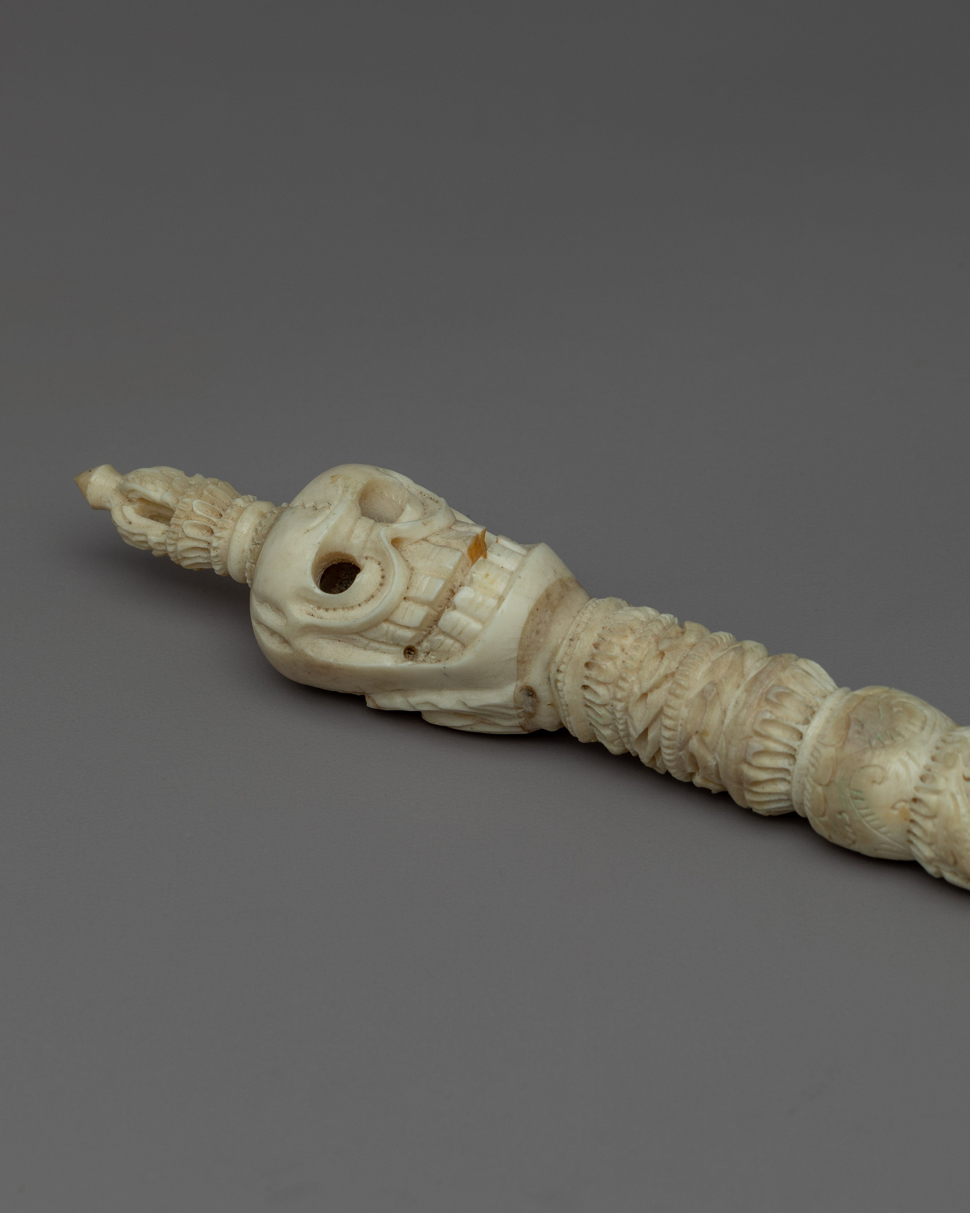 Snake Wine Skull Headed Tibetan Phurba | Traditionally Hand-Carved On Buffalo Bone