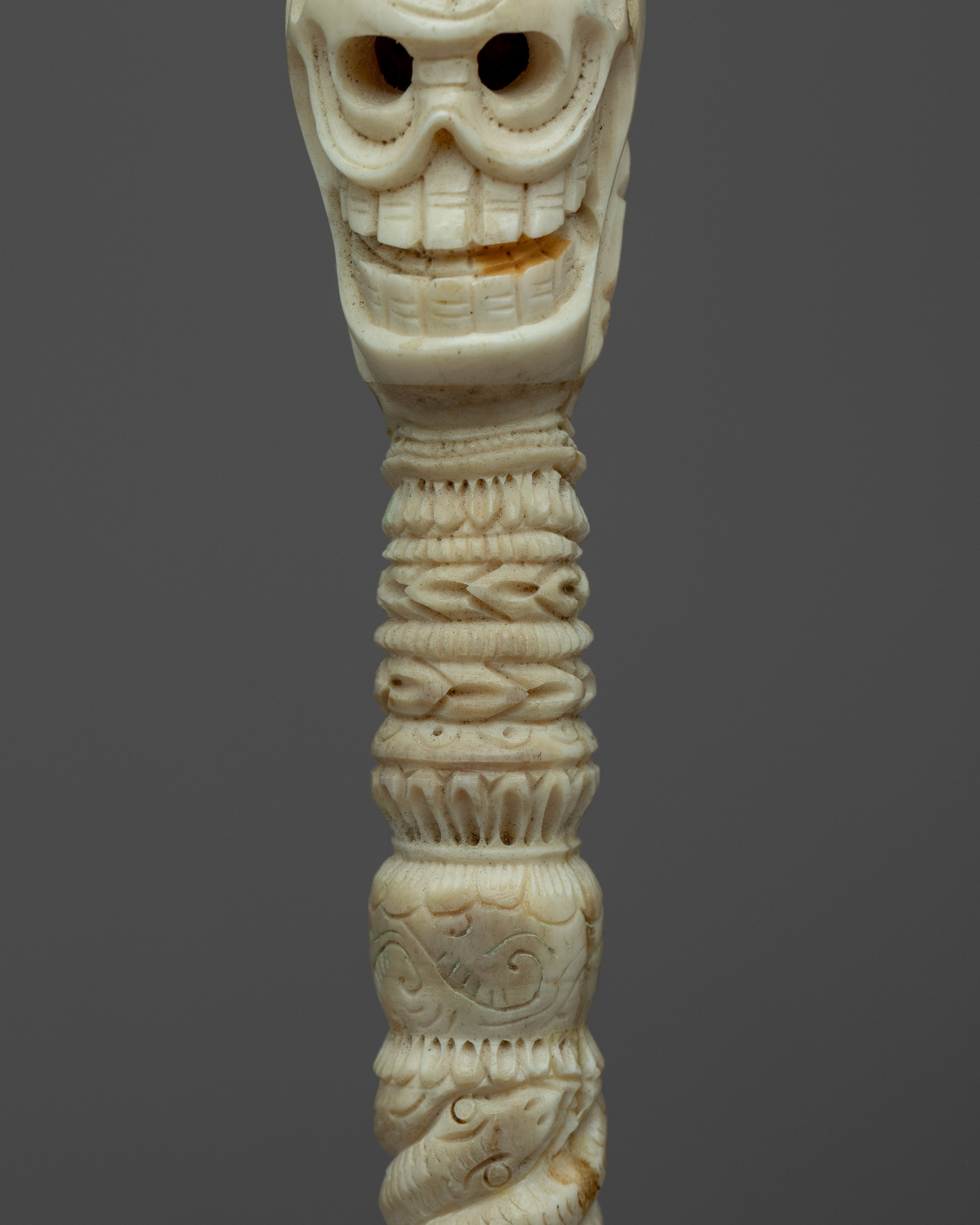 Snake Wine Skull Headed Tibetan Phurba | Traditionally Hand-Carved On Buffalo Bone