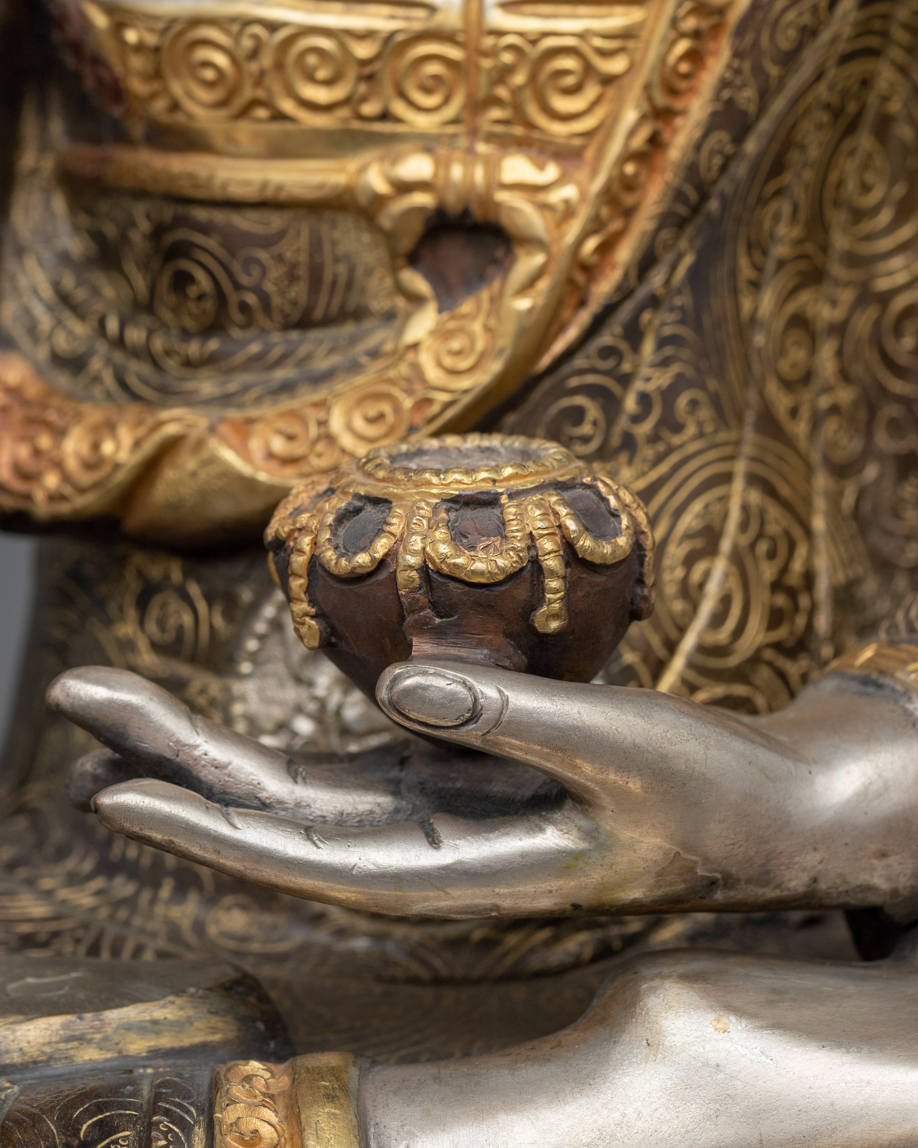 Buddha Shakyamuni Statue | Silver Plating Tibetan Style Buddhist Statue