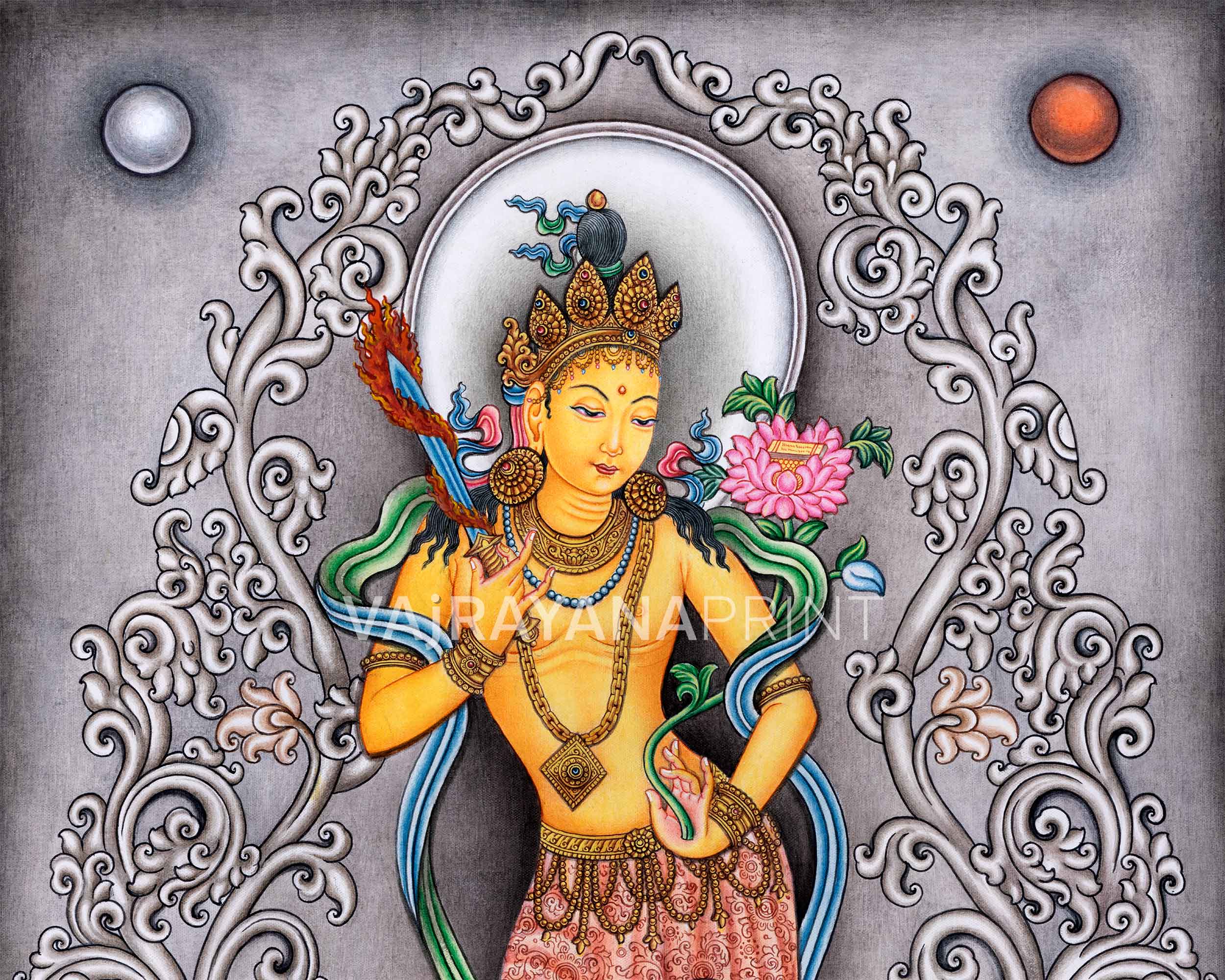 Nepali Pauba Print For The Practice of Manjushri Mantra | Manjushri The Bodhisattva of Wisdom