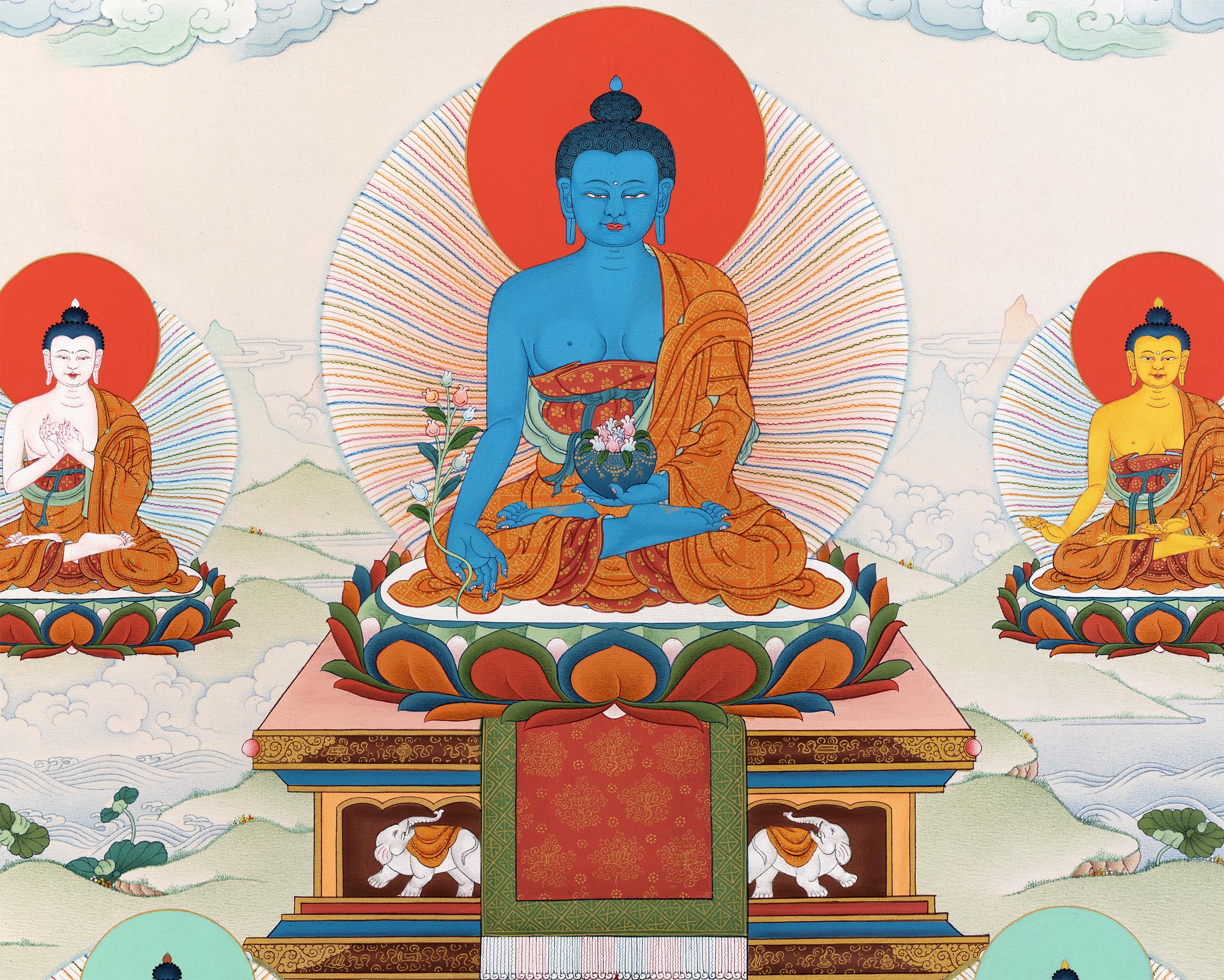 8 Medicine Buddhas | Bhaisajyaguru | Thangka Painting