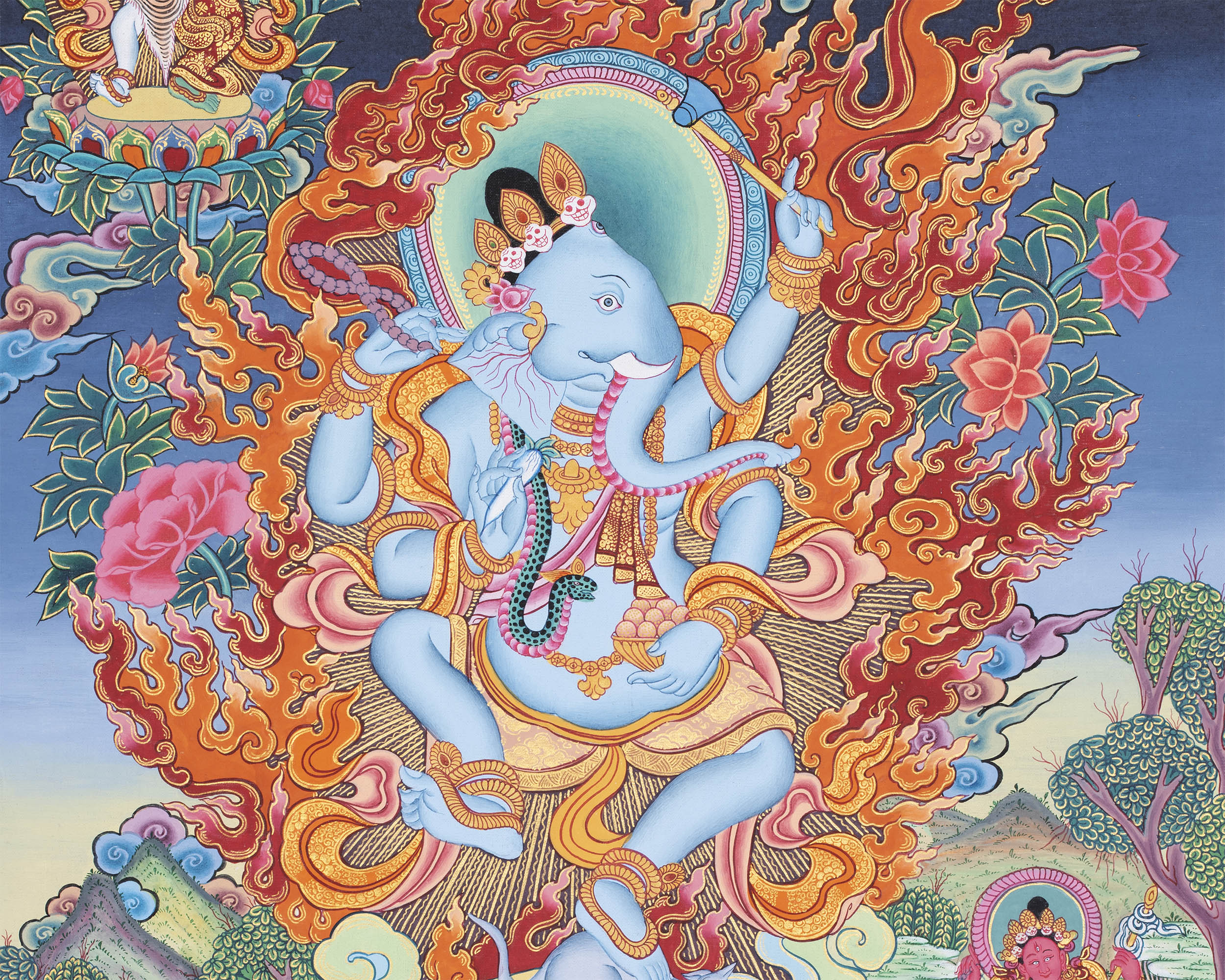 Handpainted Ganesh Thangka | Tibetan Religious Art