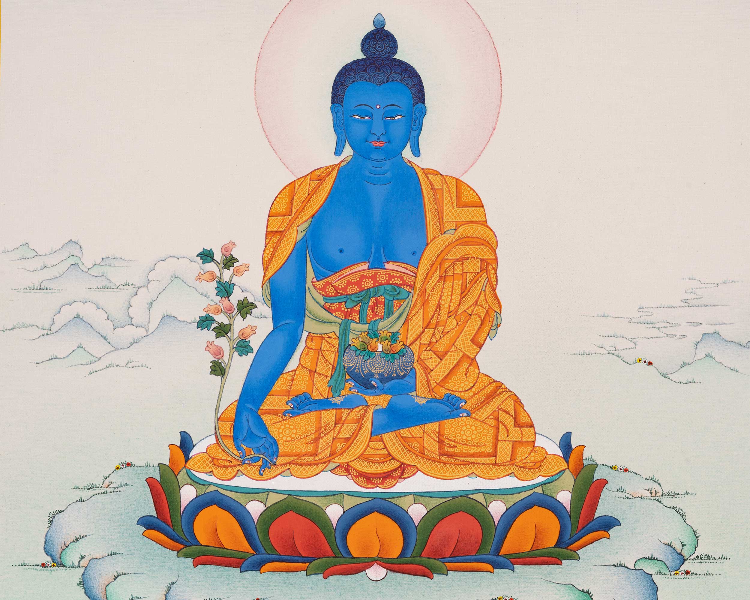 Blue Medicine Buddha Thangka | Bhaisajyaguru Tibetan Art