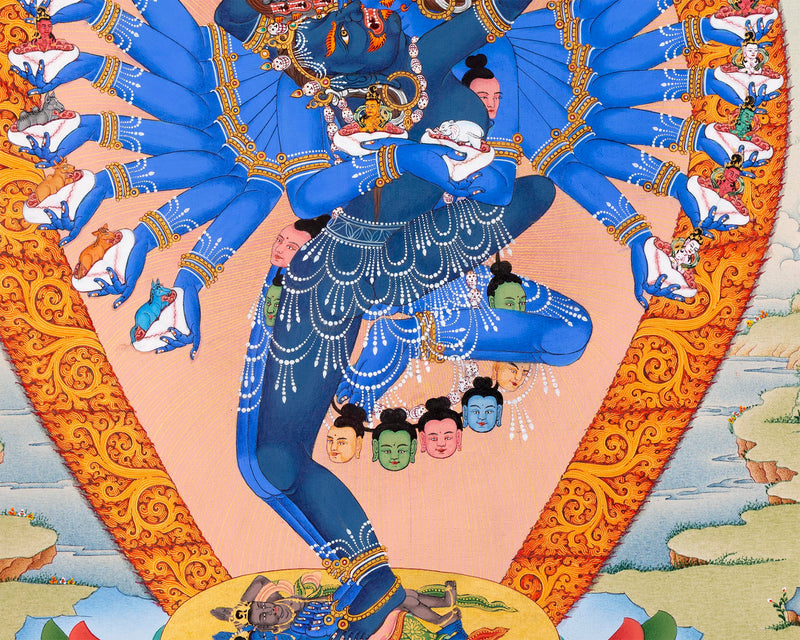 Hevajra With Consort Nairatmya Thangka Print | Buddhist Yidam Art