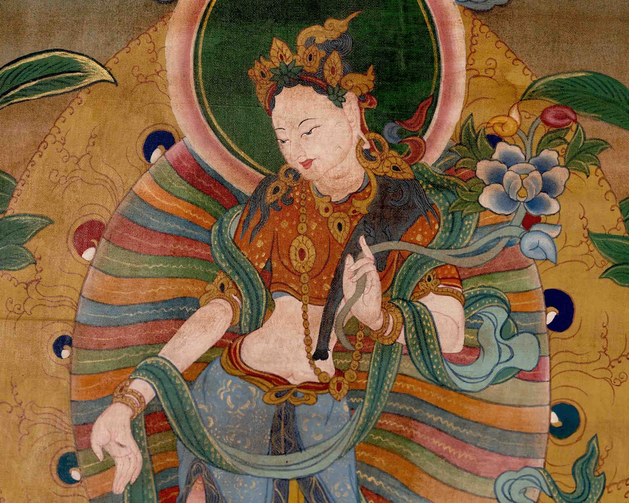 Vintage Padmapani Lokeshvara Art | Tibetan Traditional Thangka | Wall Decors