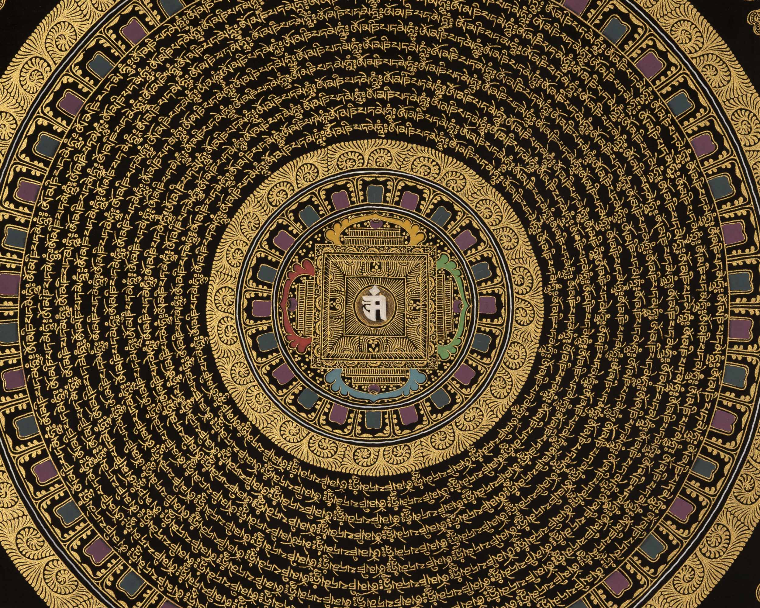 Om Mandala Thangka | Traditional Buddhist Artwork | Wall Decoration