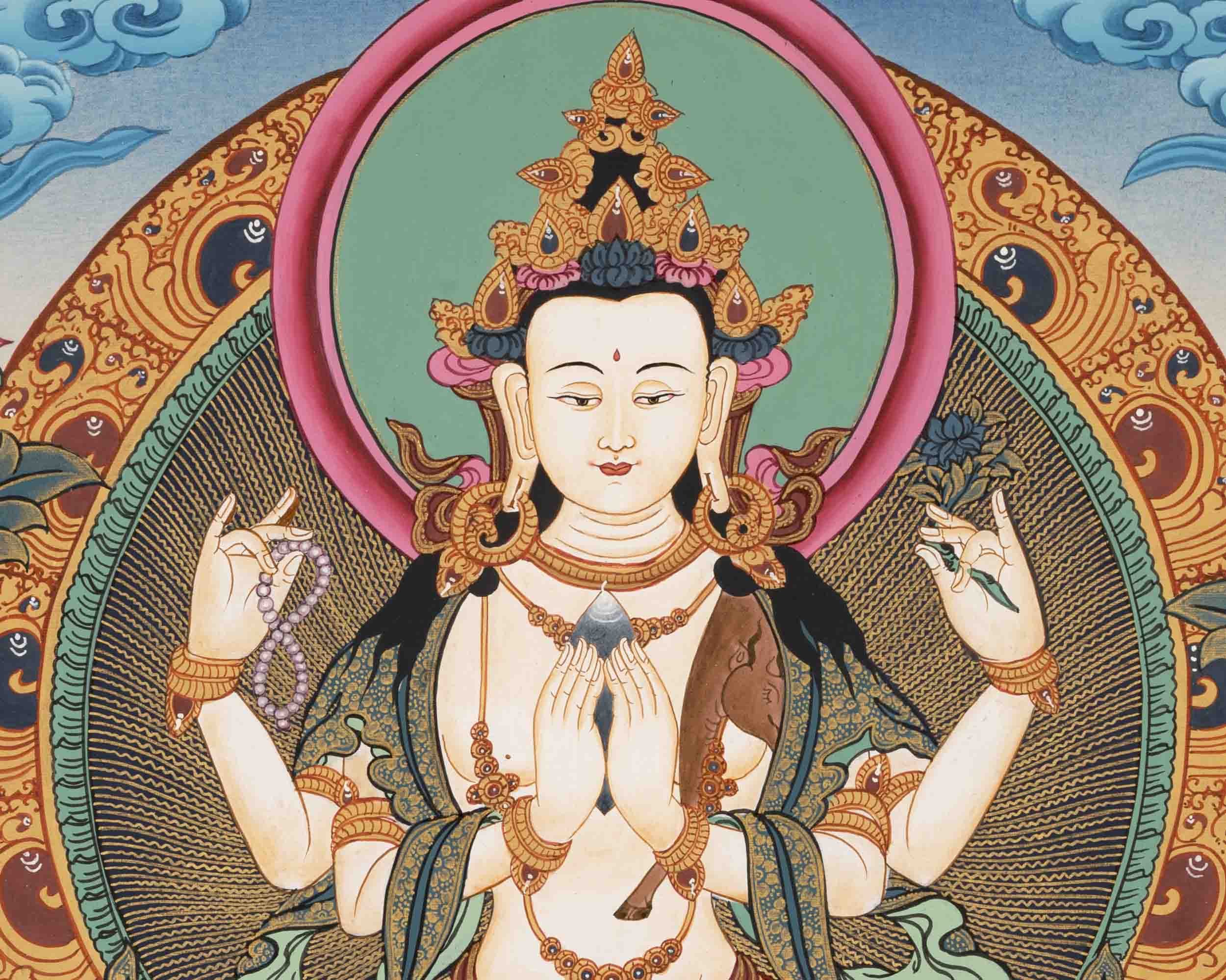 Avalokitesvara Chengrezig Thangka | Religious Painitng | Wall Decors