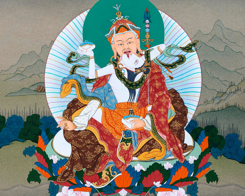 Guru Rinpoche With Consort | Padmasambhava Thangka