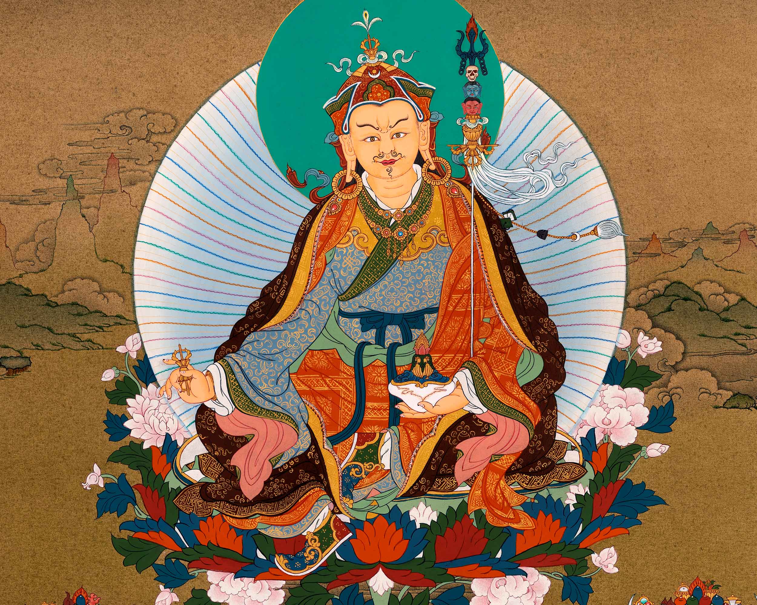 Wrathful Padmasambhava Thangka Painting | Himalayan Buddhist Art