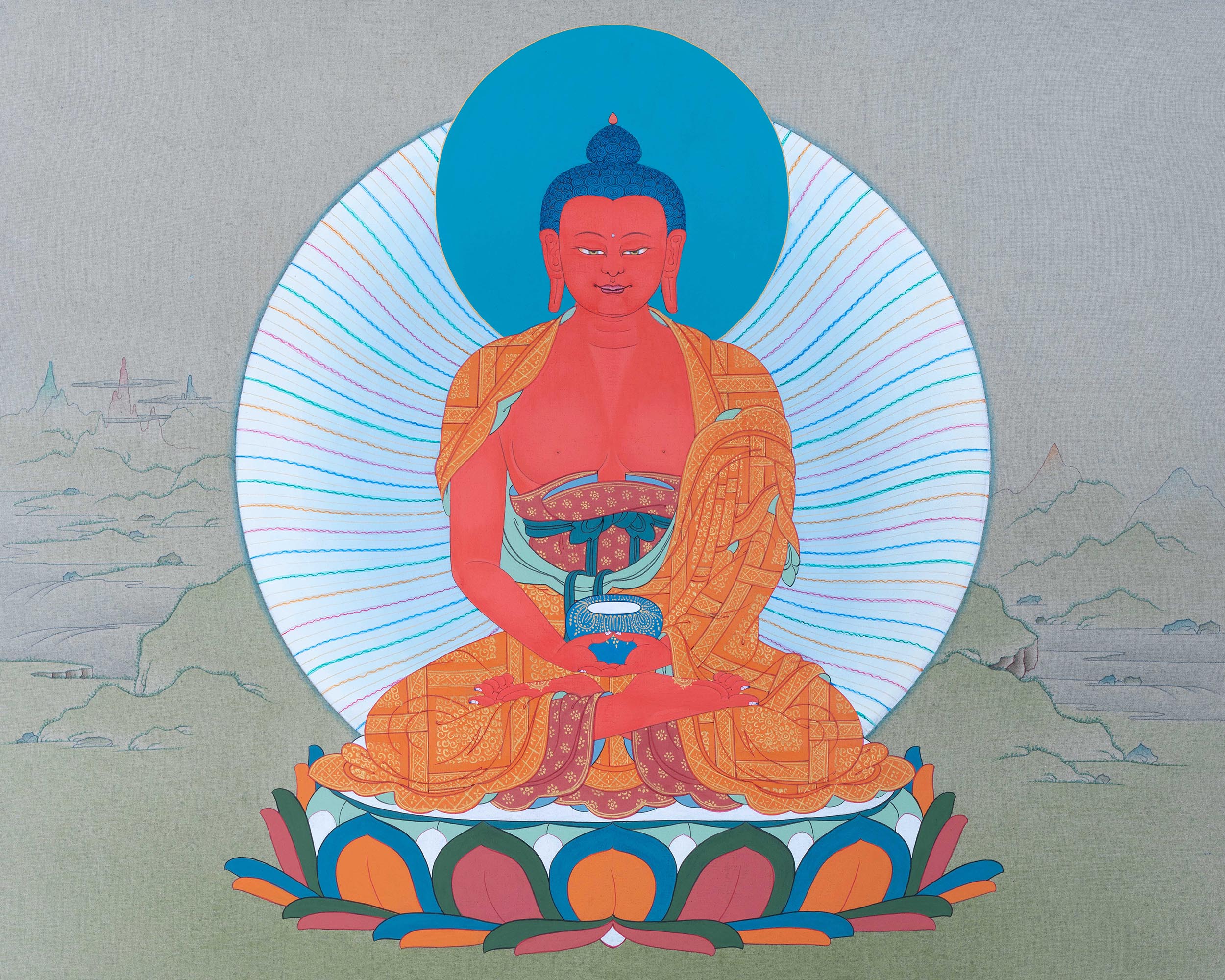Amitabha Buddha Painting | One Of The Five Cosmic Buddhas | Thangka Art