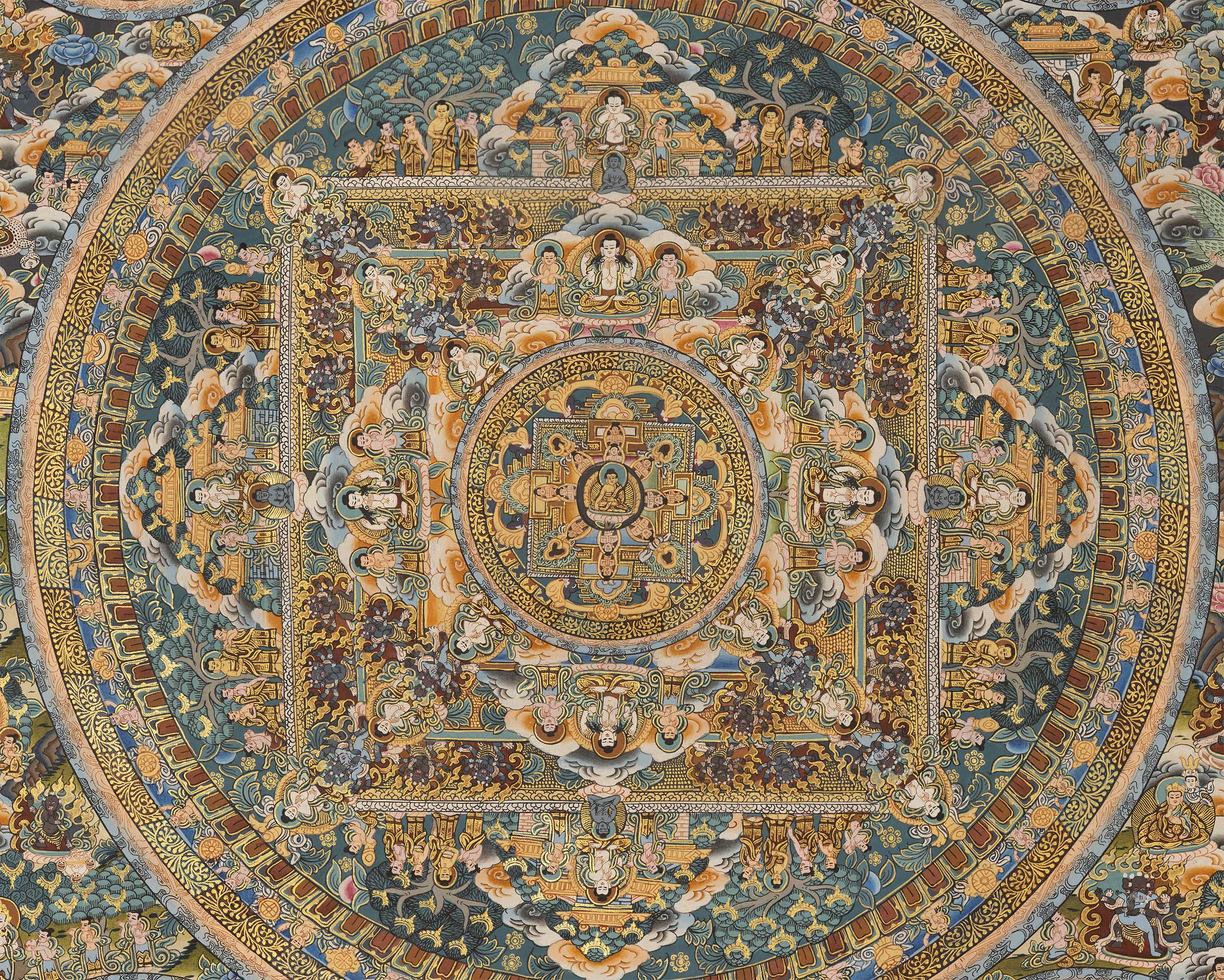 Mandala Buddha Thangka | Vintage Original Hand-Painted Thangka