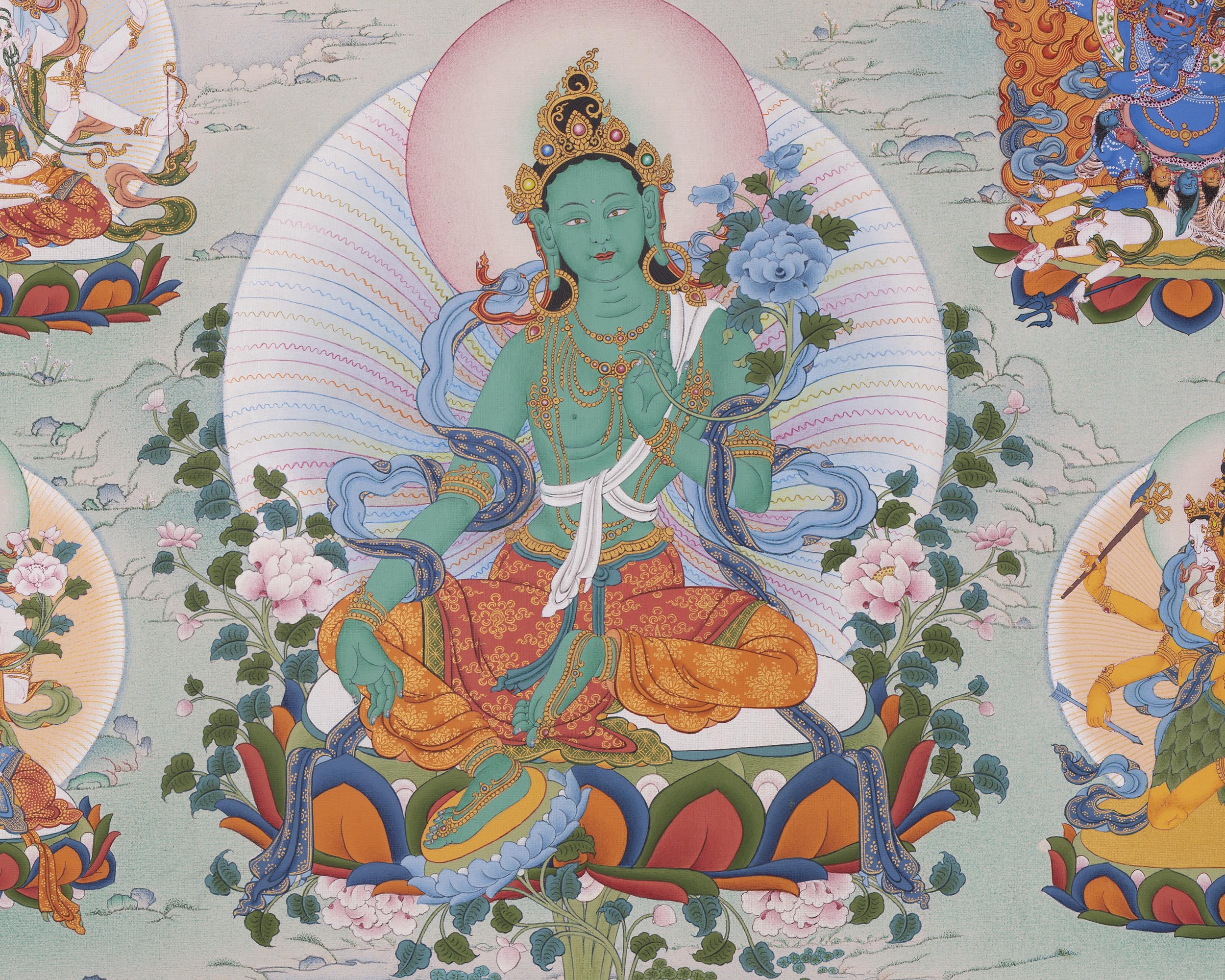 Green Tara Thangka With Others