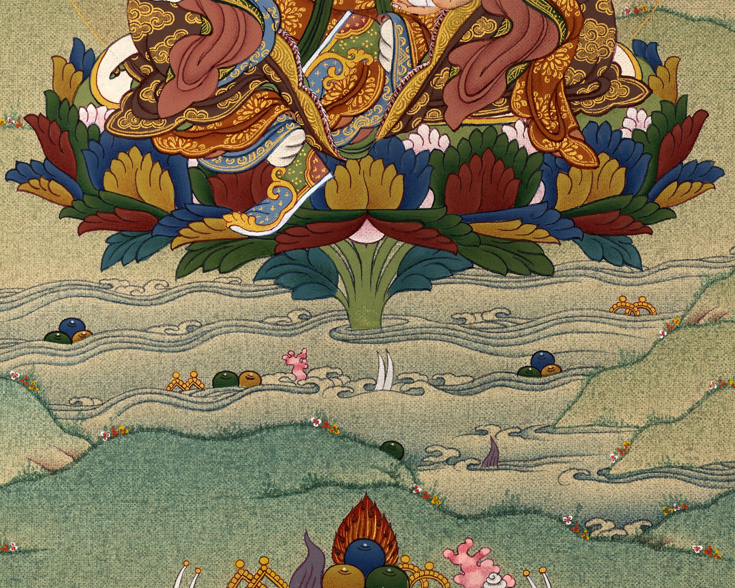 Guru Rinpoche | Padmasambhava Thangka | Hand Painted Tibetan Painting