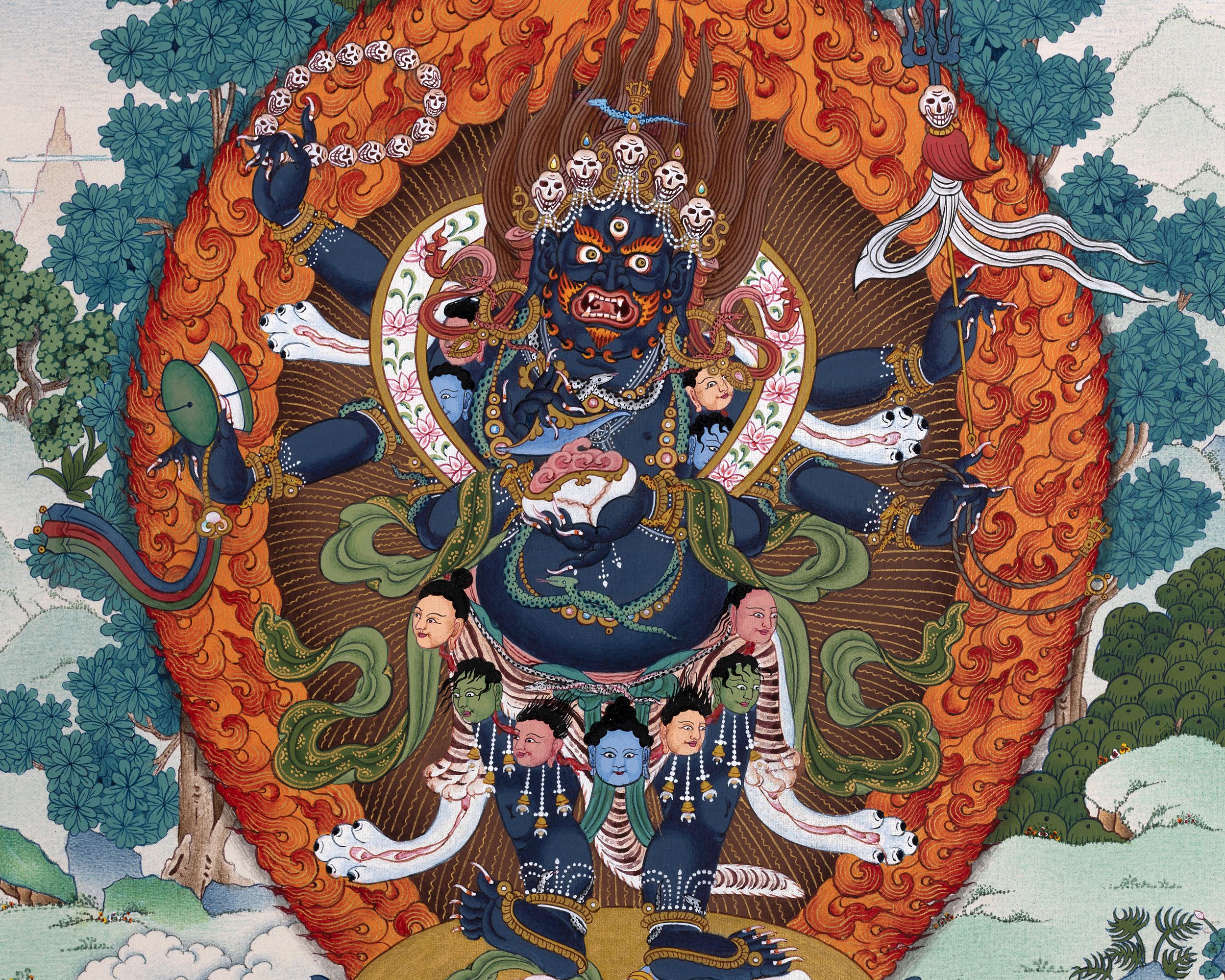 Mahakala Thangka | Six Armed Shangpa Kagyu Painting