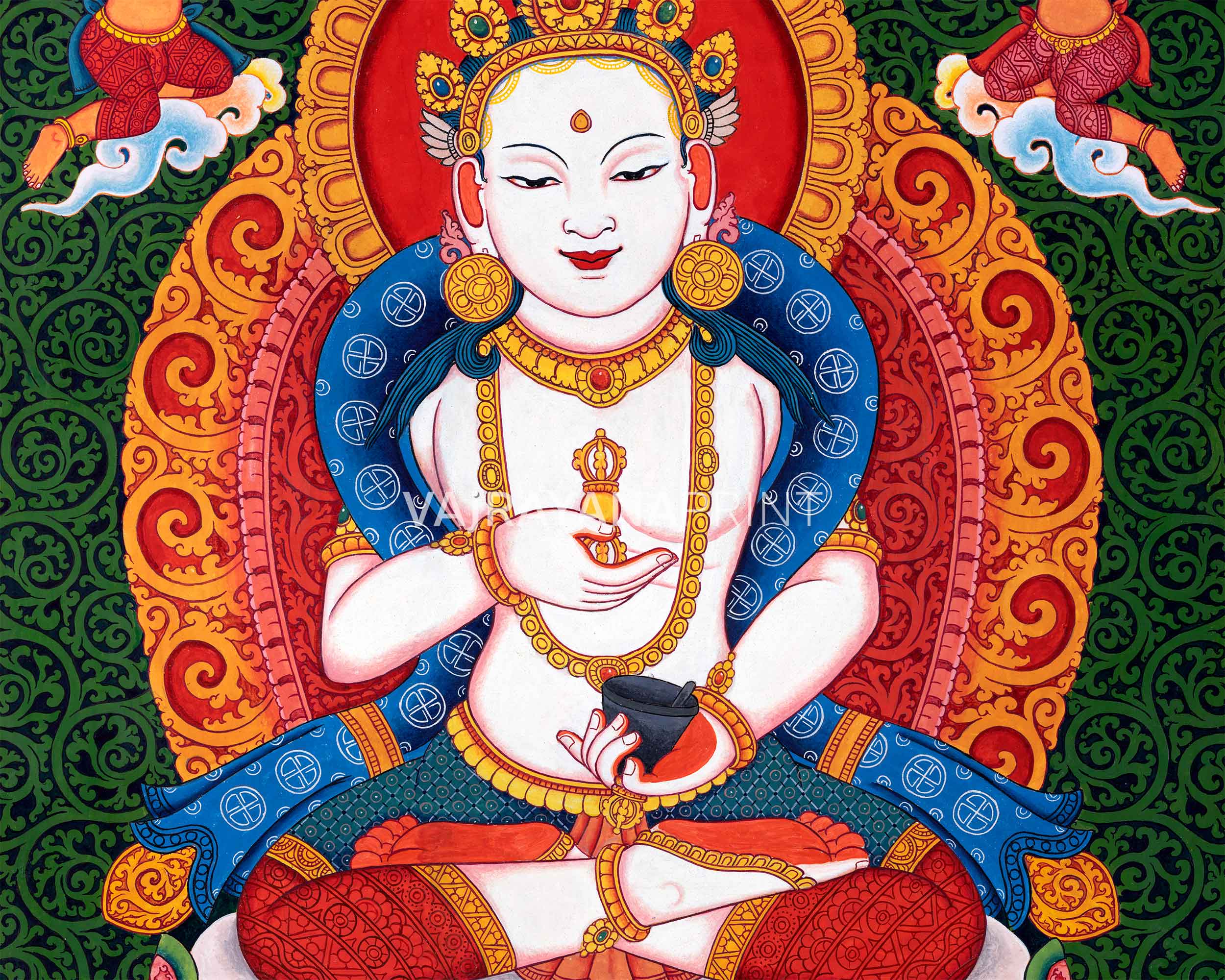 Newari Pauba Art Print For The Practice Of Vajrasattva Mantra | Om Vajrasattva Hum Mantra Practice Art