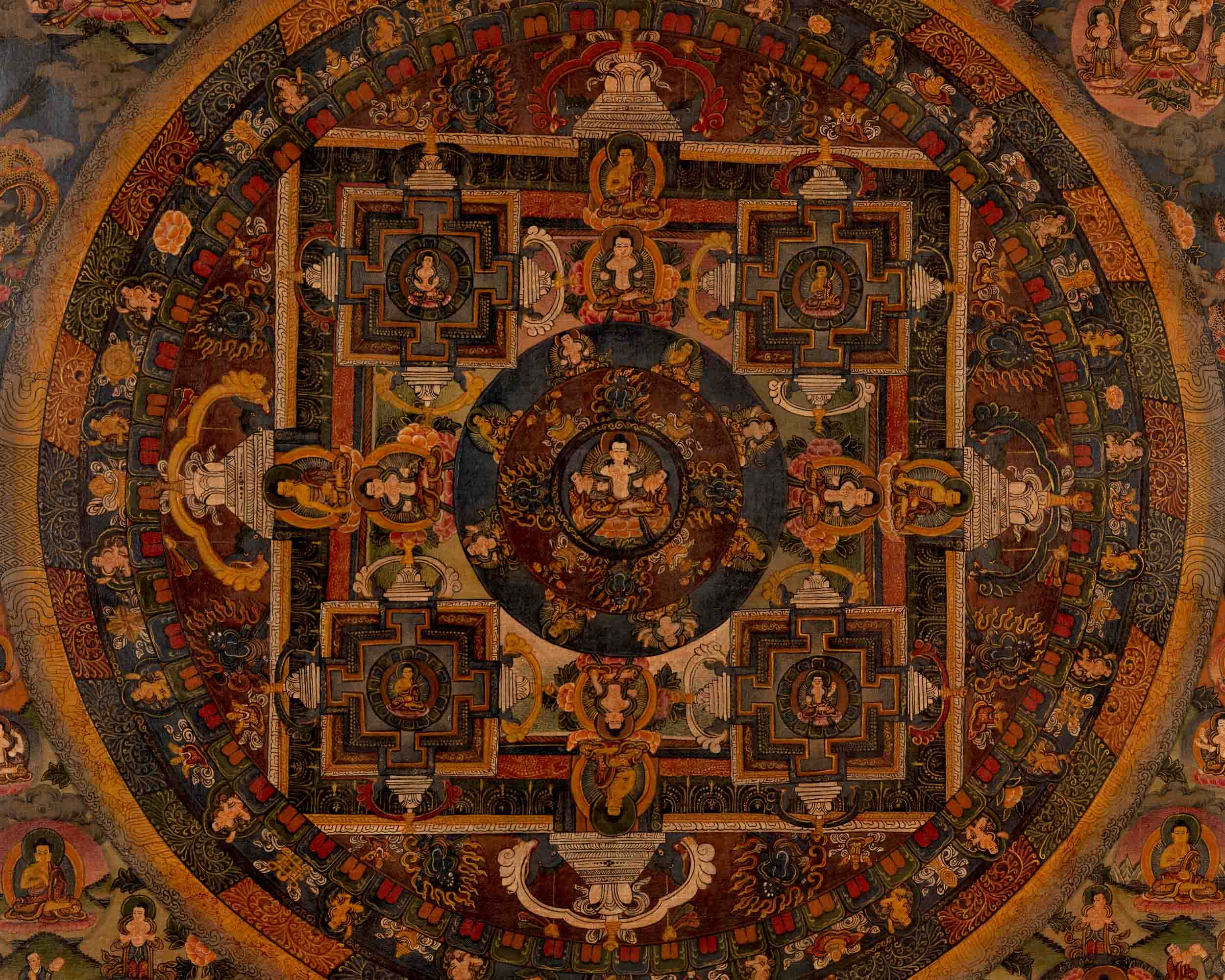 Bodhisattva Mandala Thangka | Traditional Tibetan Artwork | Wall Decors