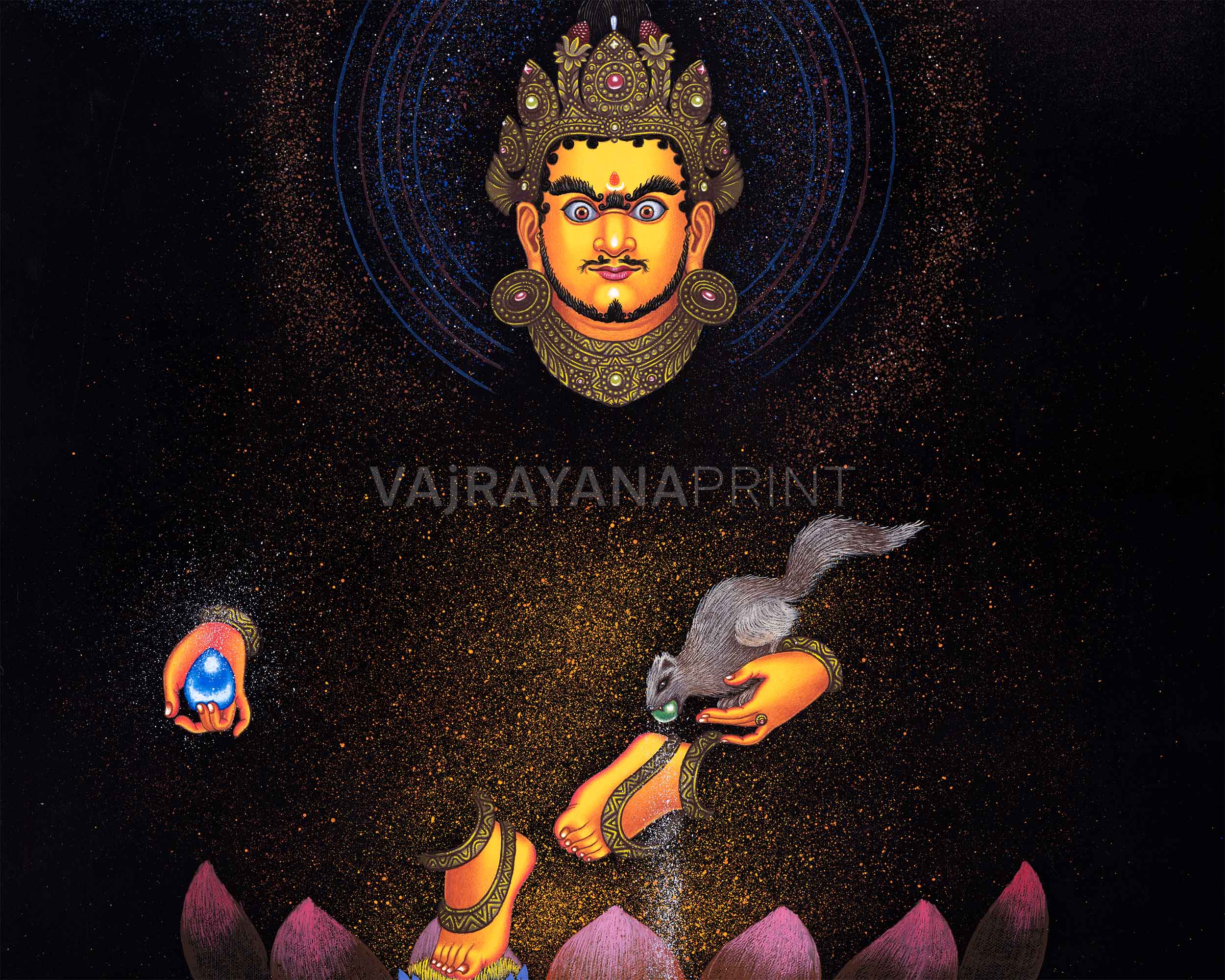 Jambhala Buddha Pauba Painting Print | Traditional Spiritual Canvas Art For Wall Hanging