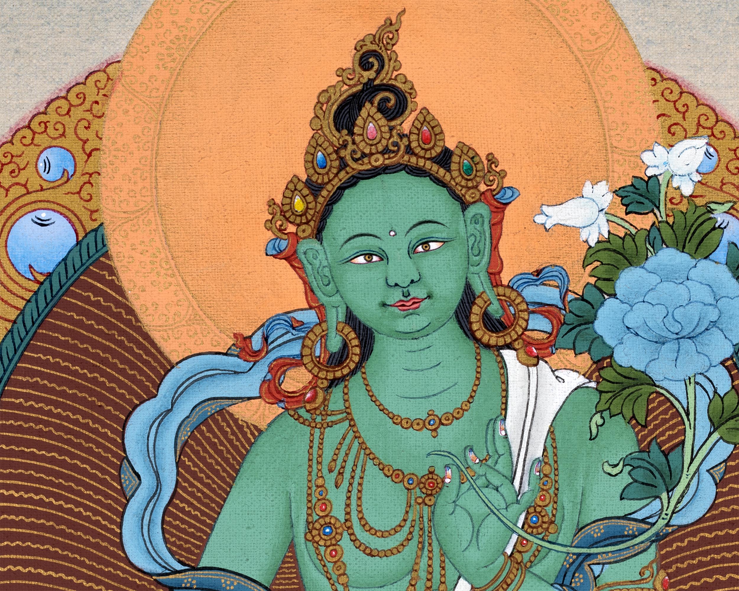 Mother Green Tara Thangka | Tibetan Buddhist Painting