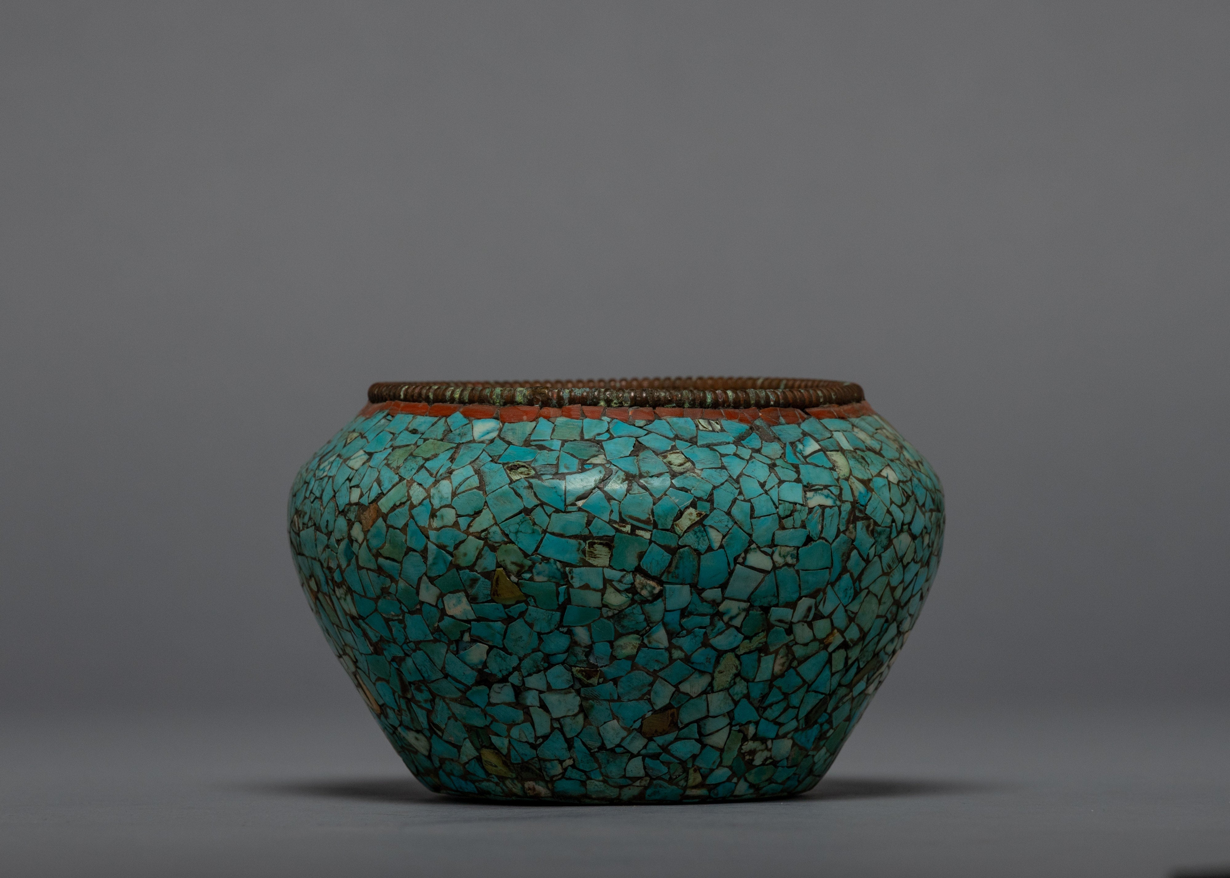 Turquoise Rice Bowl | Religious Buddhist Offering | Home Decor