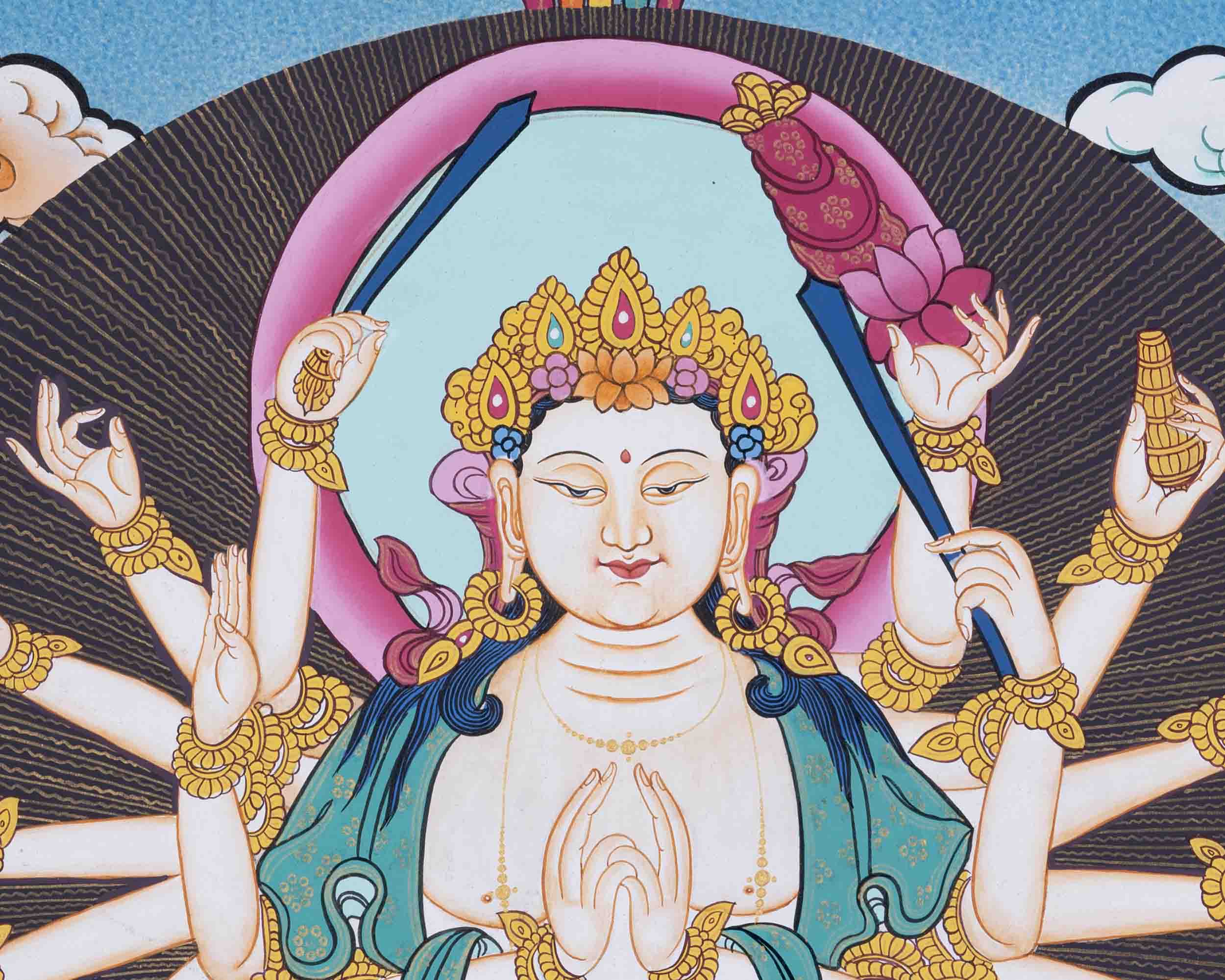 18 Armed Cundi Bodhisattva Thangka | Spiritual Art