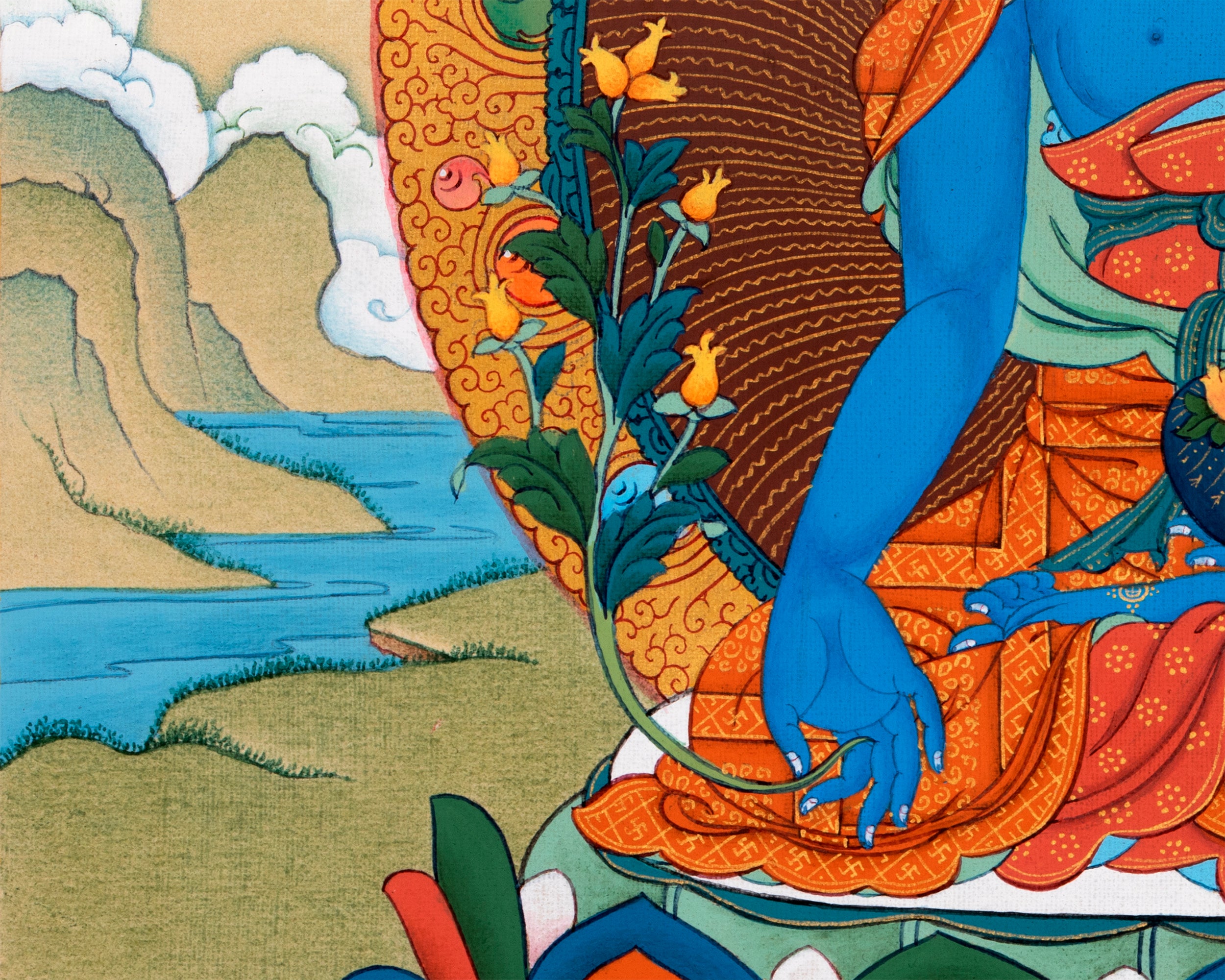 Medicine Buddha Thangka | Traditional 24K Gold Thangka Painting