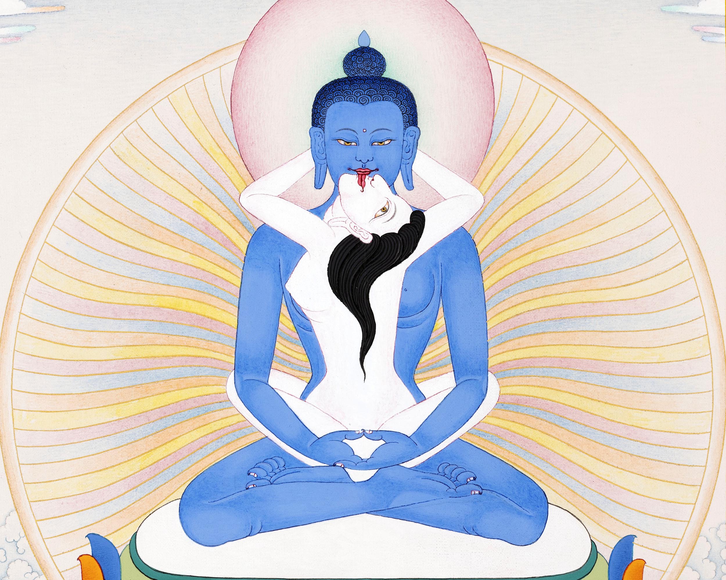 Samantabhadra with Consort | Traditionally Hand Painted Buddhist Thangka