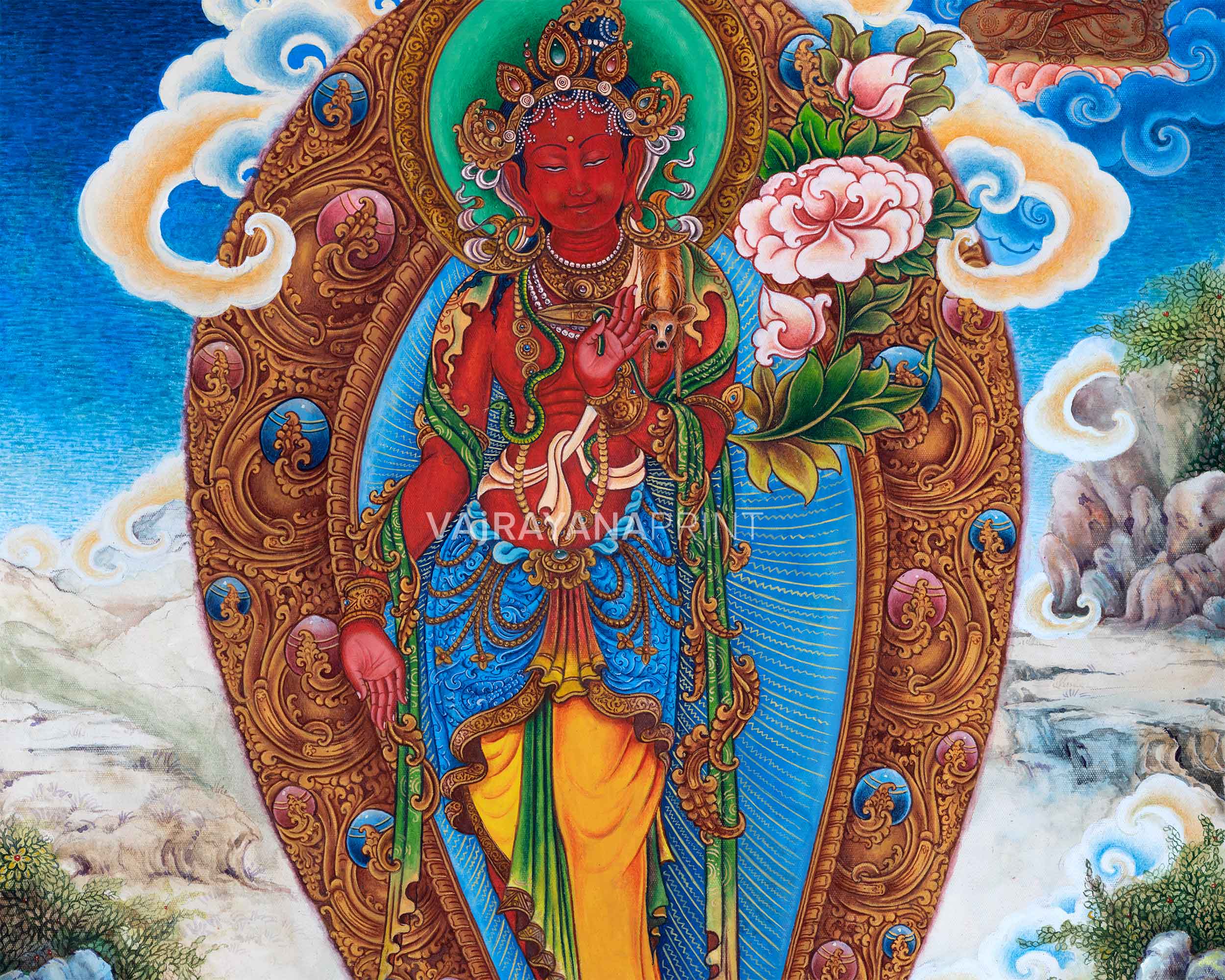 Newari Pauva Avalokitesvara Painting For Wall Decoration | Tibetan Bodhisattva Of Compassion
