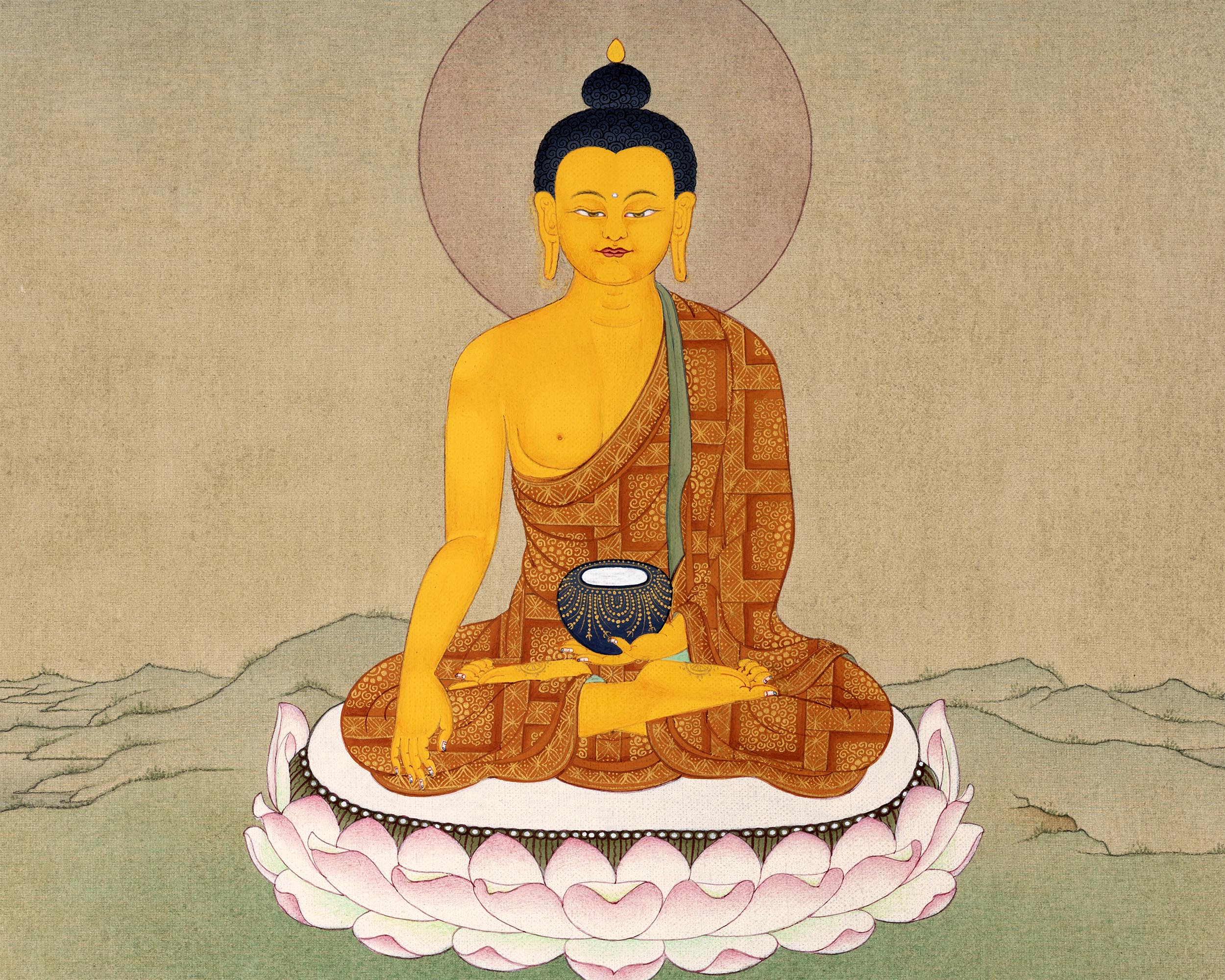 Shakyamuni Buddha Thangka | Classic Peaceful Buddha Thangka | Tibetan Art