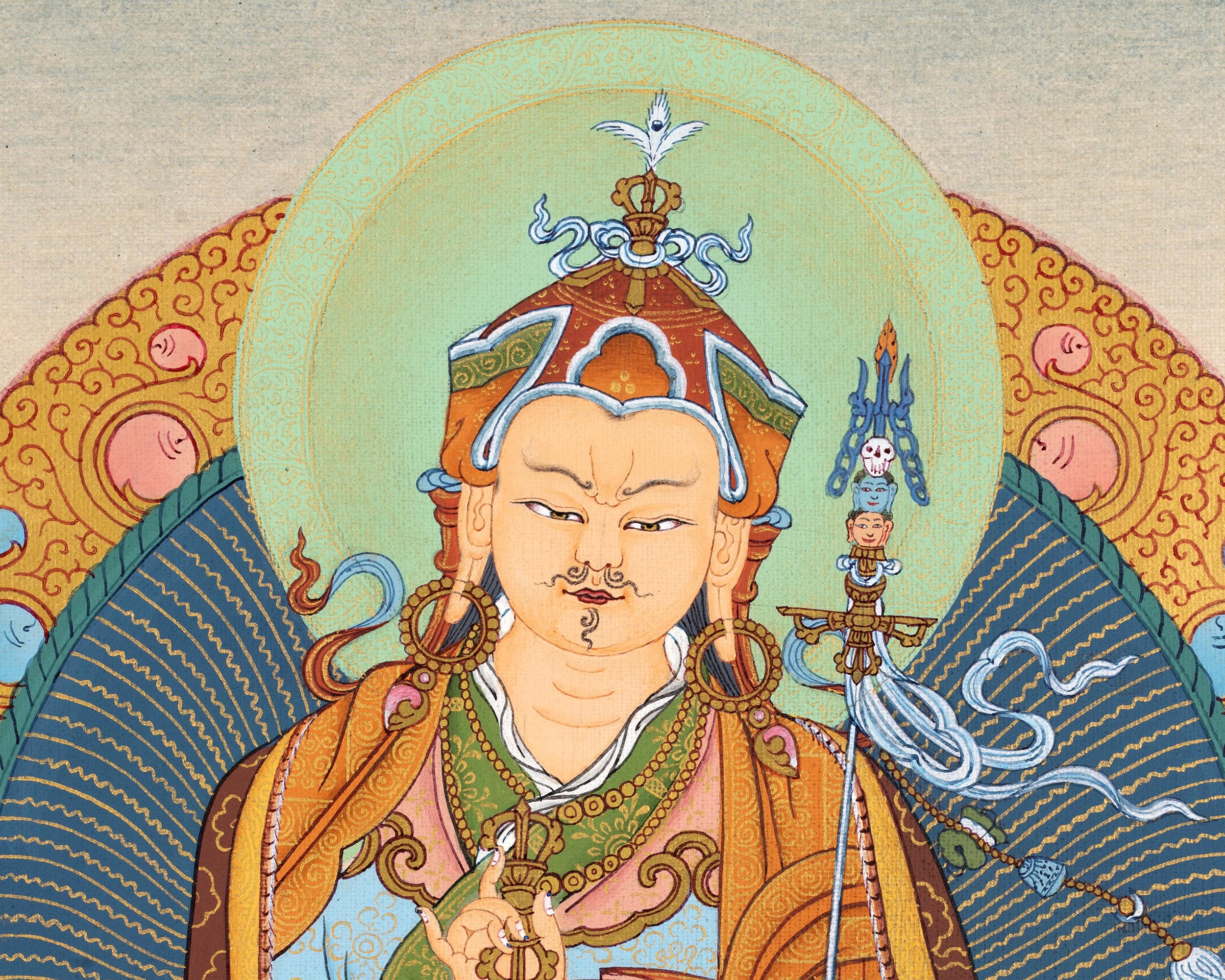 Traditional Guru Rinpoche Thangka | Padmasambhava Acrylics Painting