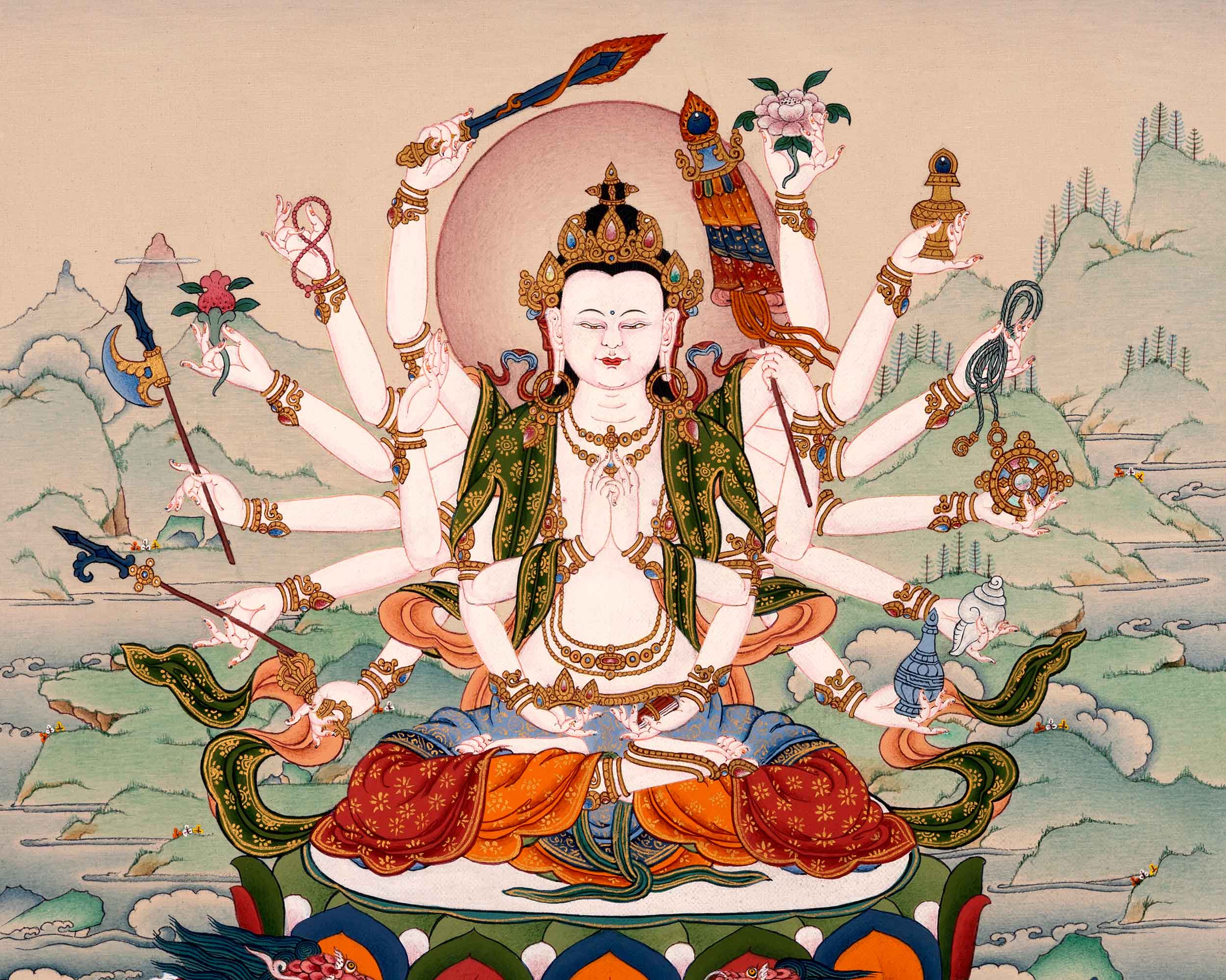 Cundi Buddha Thangka | Traditional Hand Painted Artwork