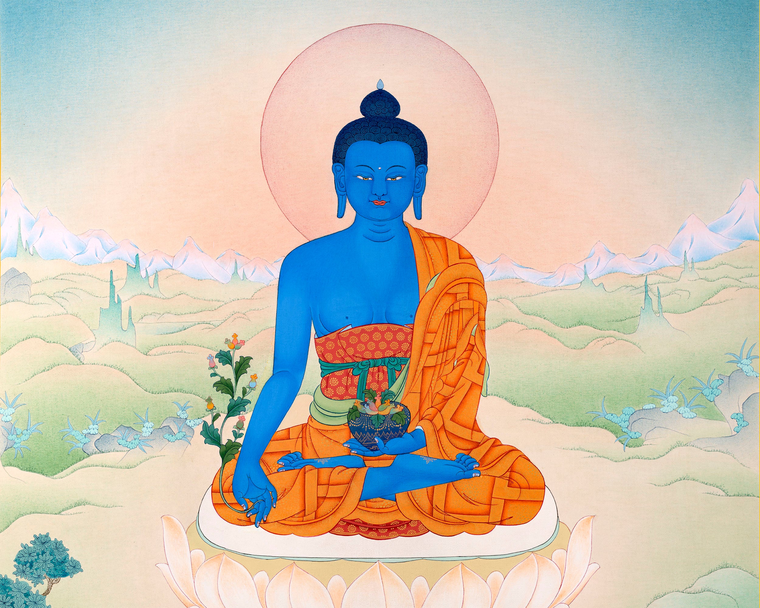 Beautiful Medicine Buddha Thangka | Healer Of All | Buddhist Art